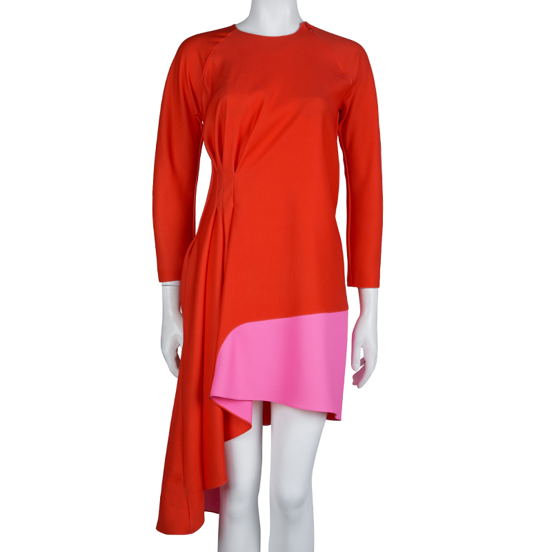 

Dior Orange Contrast Hem Long Sleeve Dress