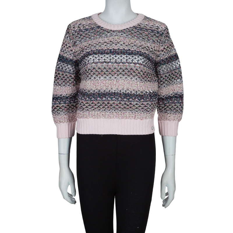 

Chanel Pink Tweed Knit Sweater