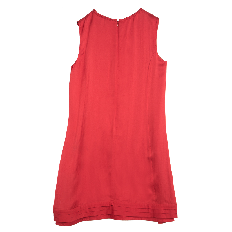 Pre-owned Armani Junior Red Braided Edging Detail Sleeveless Dress 16 Yrs