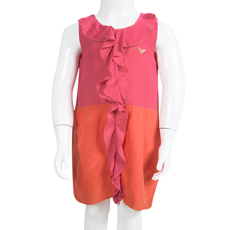 

Armani Junior Colorblock Ruffle Detail Sleeveless Dress 4 Yrs, Multicolor