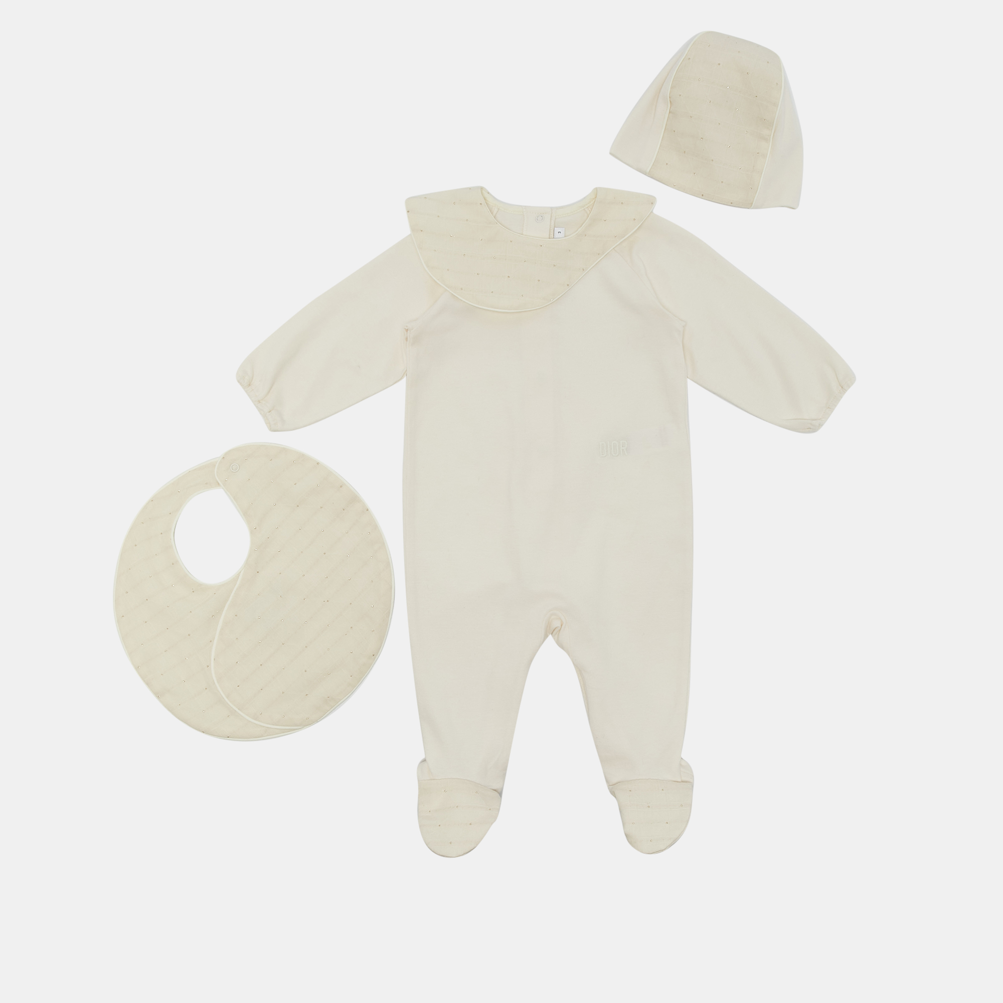 

Baby Dior Cream Cotton Onesie Set 3 M, White