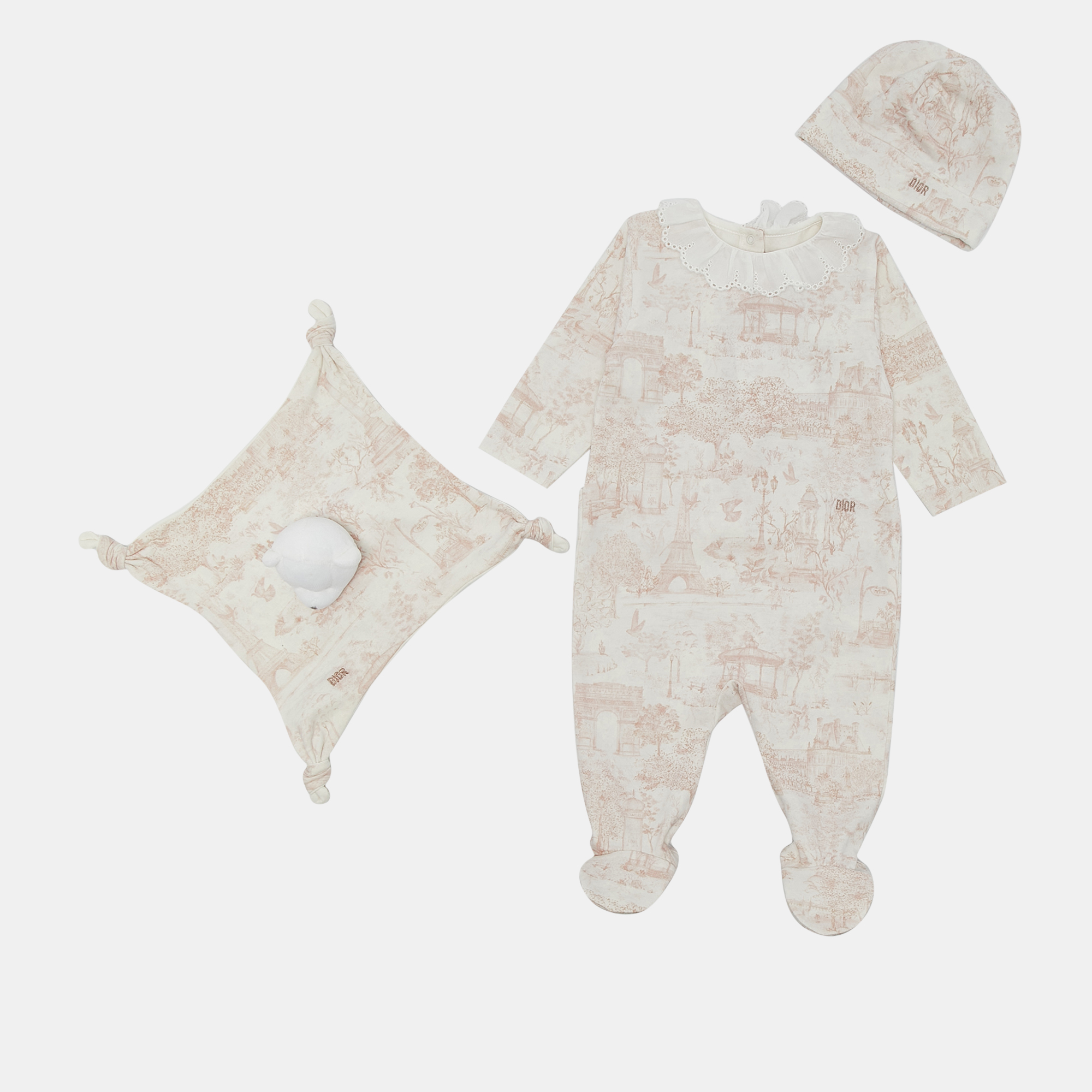 

Baby Dior Pink Toile de Jouy Cotton Onesie Set 3M