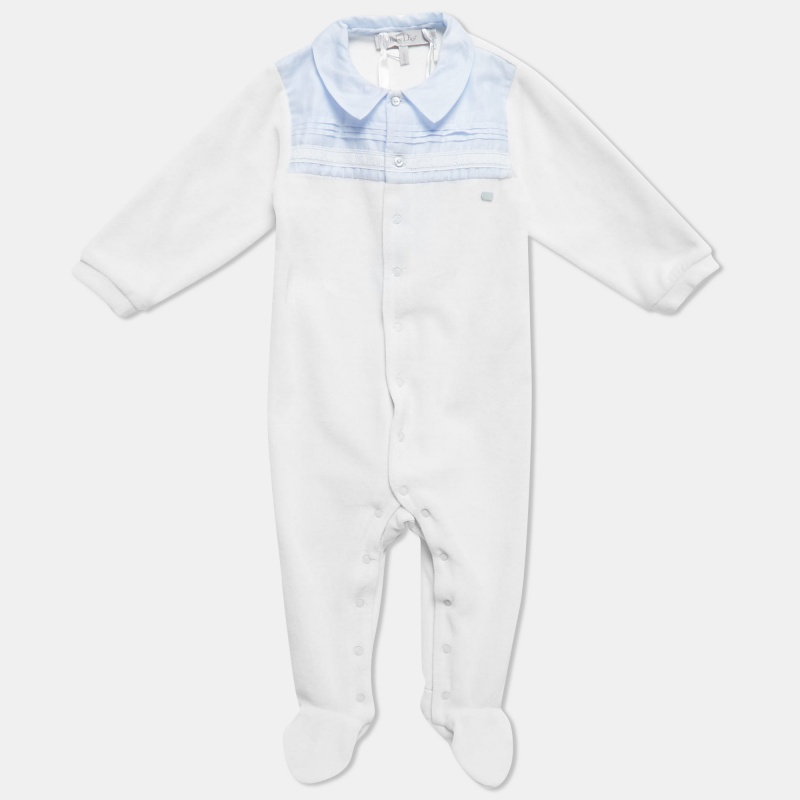 

Baby Dior White Velvet Knit Romper 12M