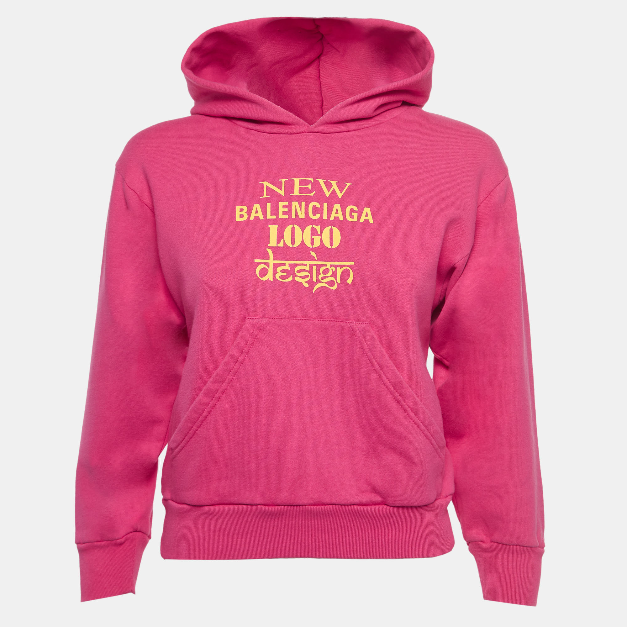 

Balenciaga Pink Graphic Print Cotton-Blend Hoodie