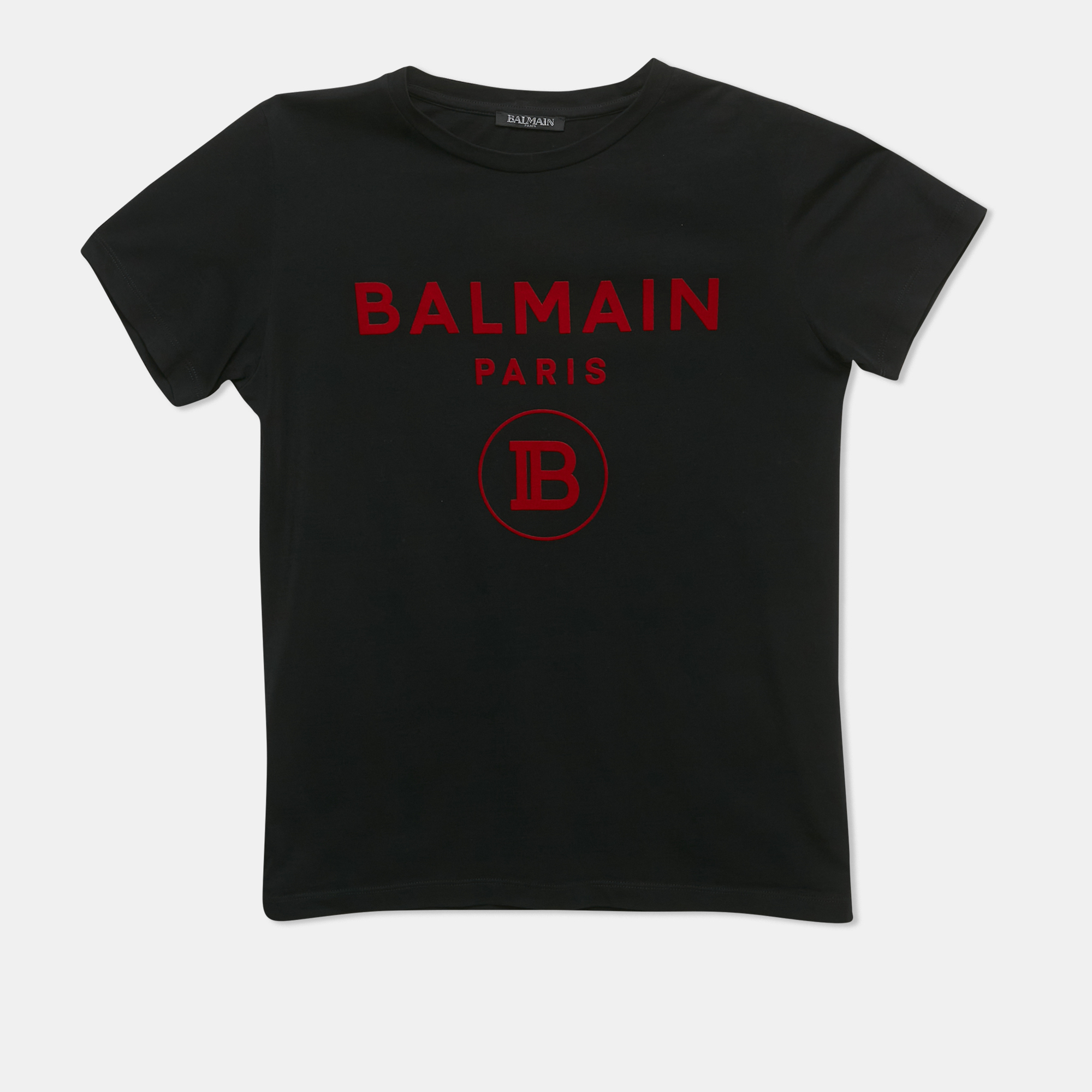 

Balmain Kids Black Logo Applique Cotton Crewneck T-Shirt 14 Yrs