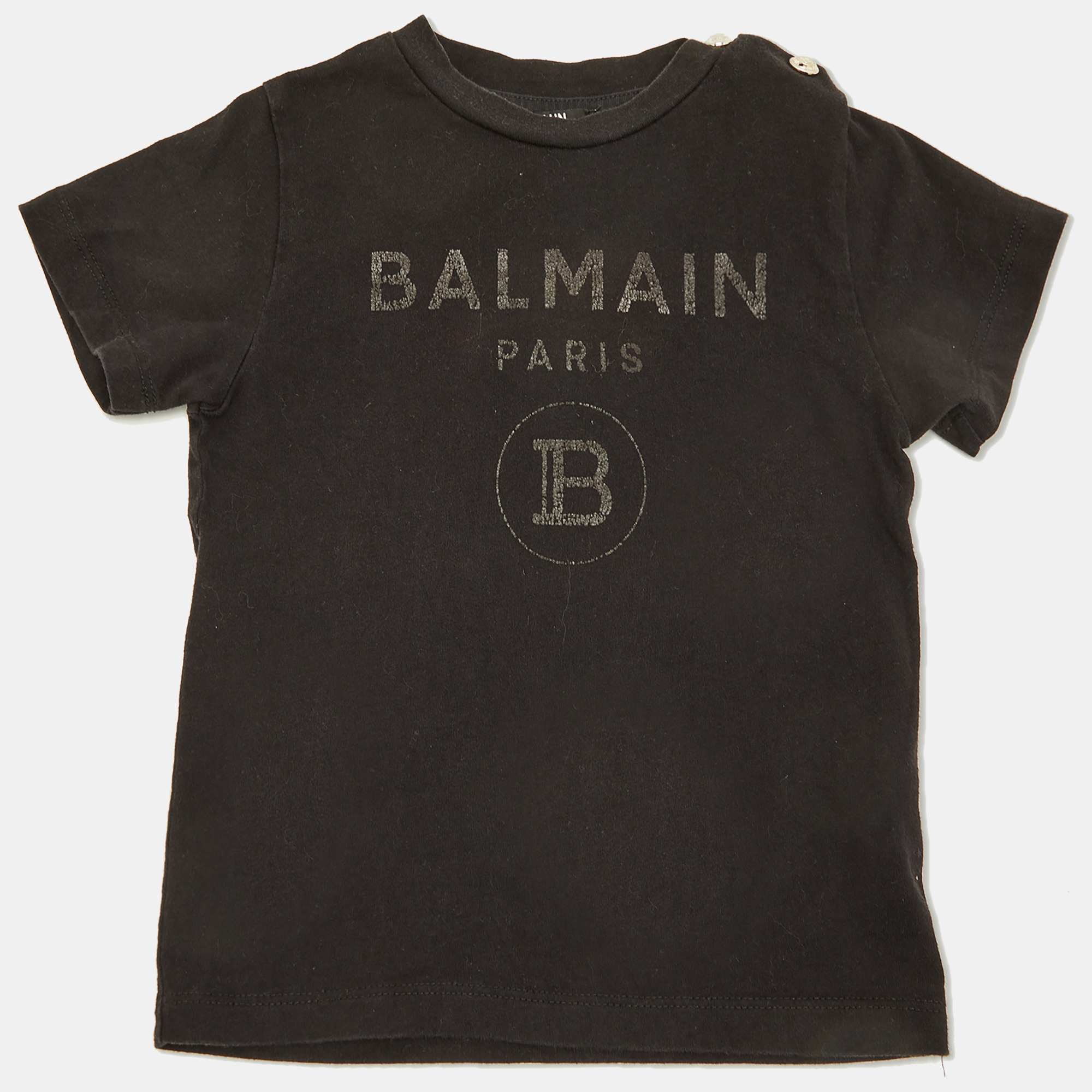 

Balmain Kids Black Logo Print Cotton T-Shirt 24M
