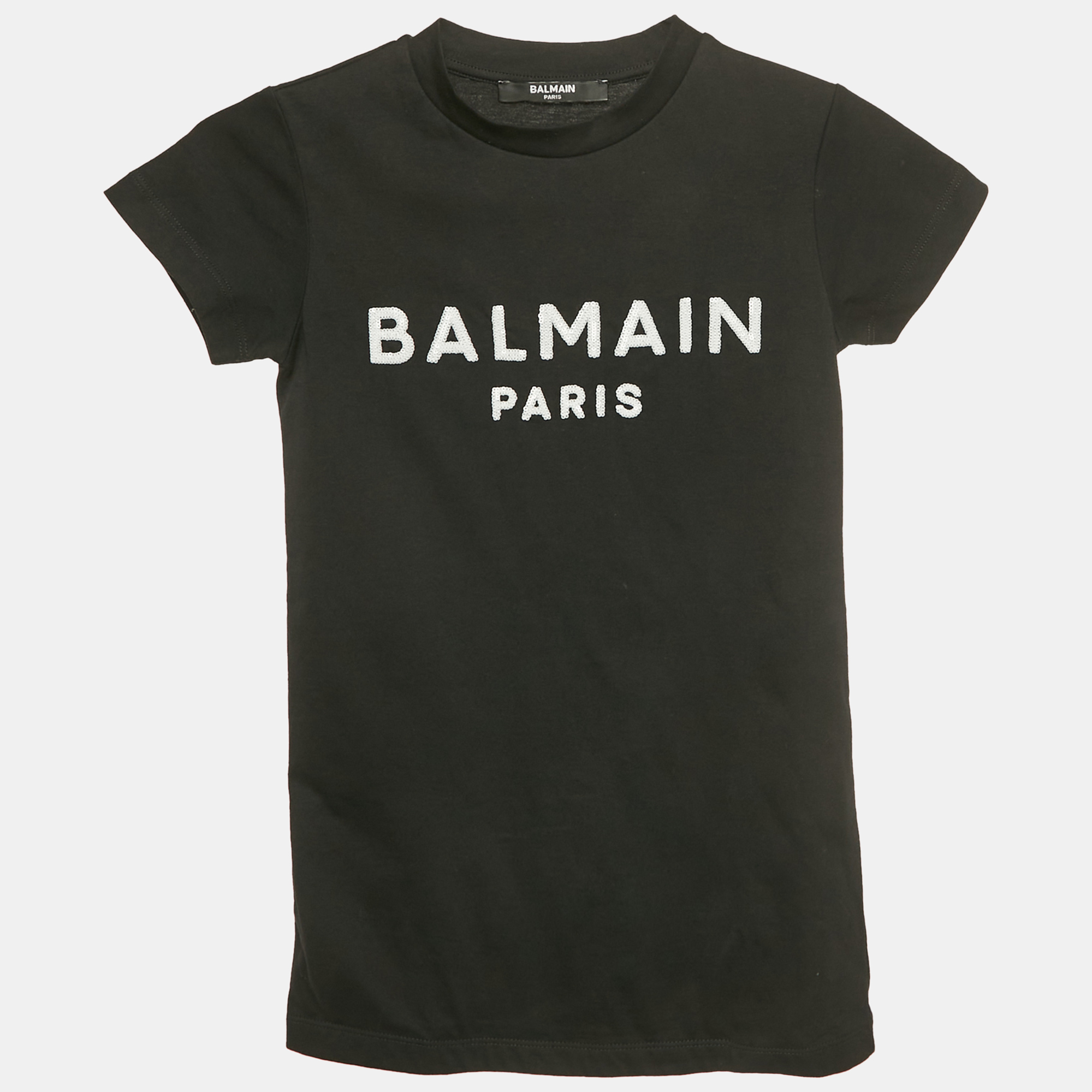

Balmain Kids Black Logo Sequin Cotton T-Shirt 4 Yrs