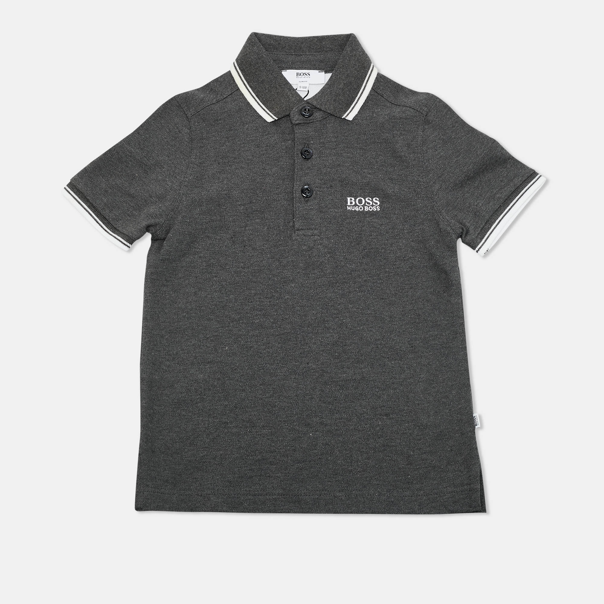 

Boss By Hugo Boss Kids Grey Cotton Polo T-Shirt