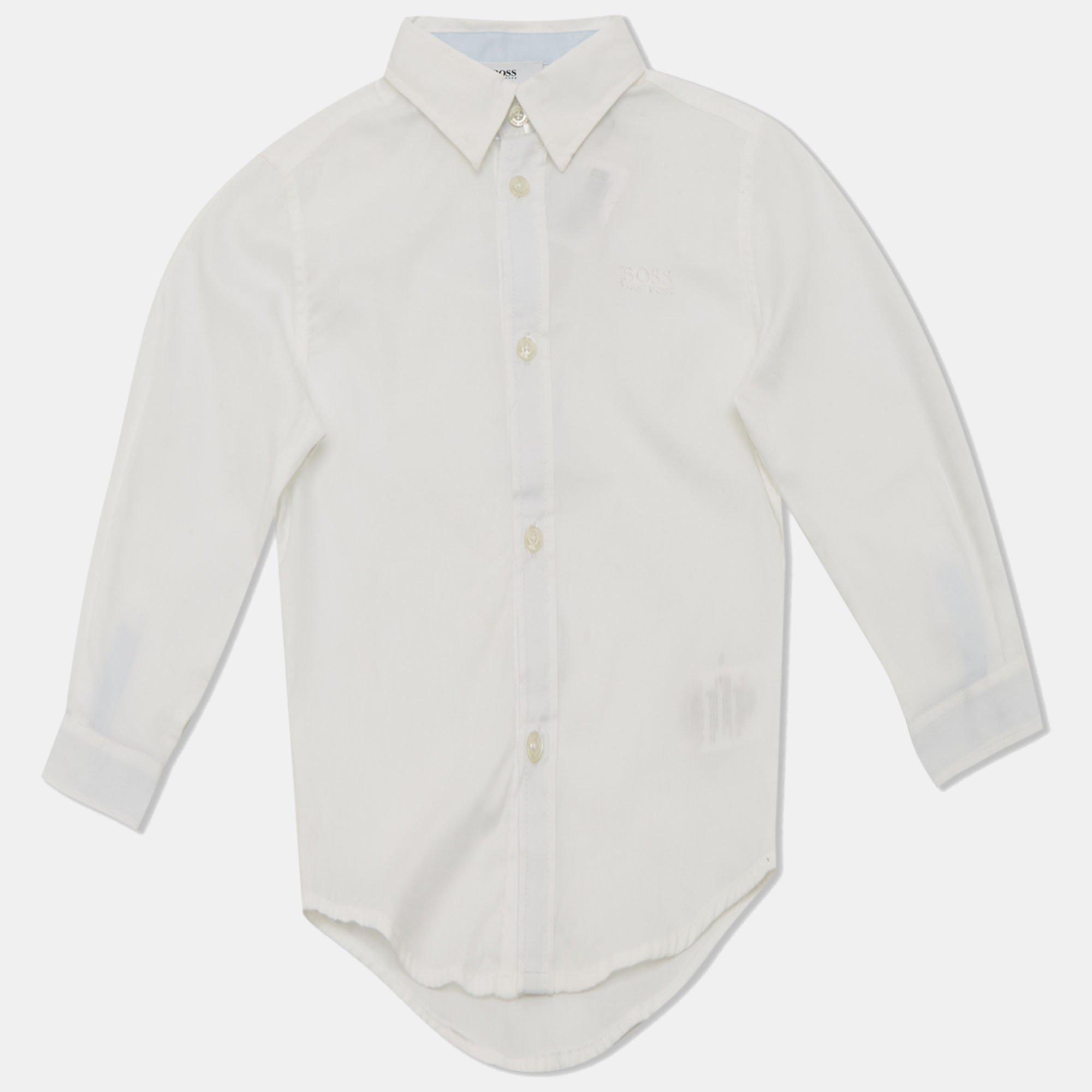 

Boss By Hugo Kids White Logo Embroidered Cotton Shirt 4Yrs