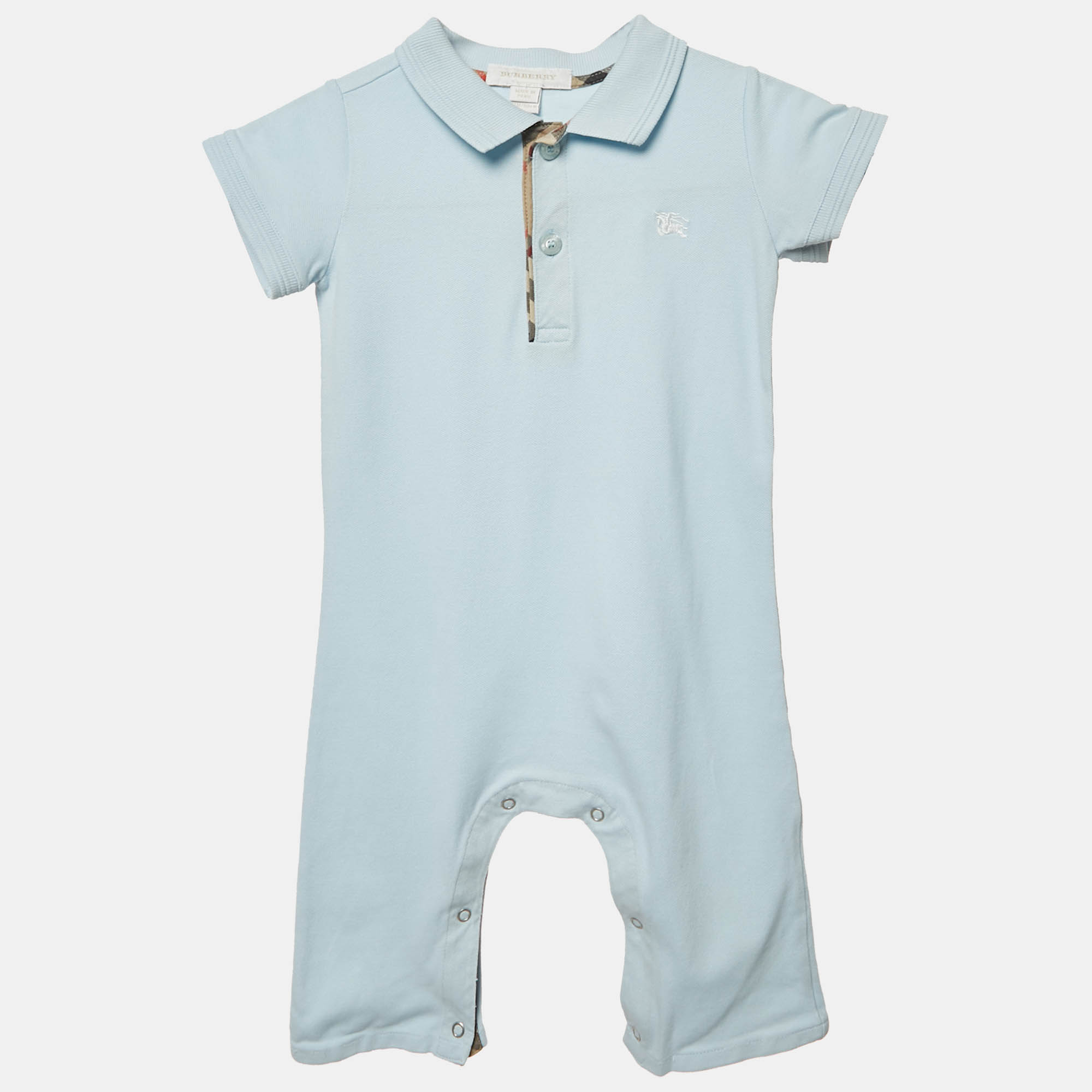 

Burberry Kids Blue Cotton Pique Romper 12M