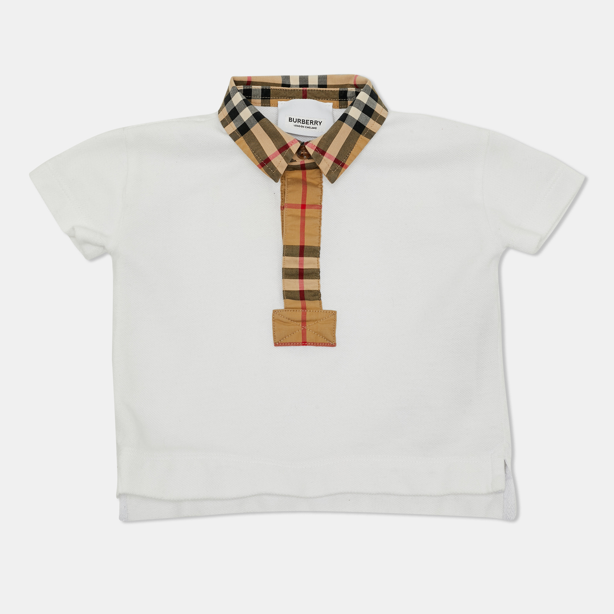 

Burberry Kids White Printed Collar Detail Polo Shirt