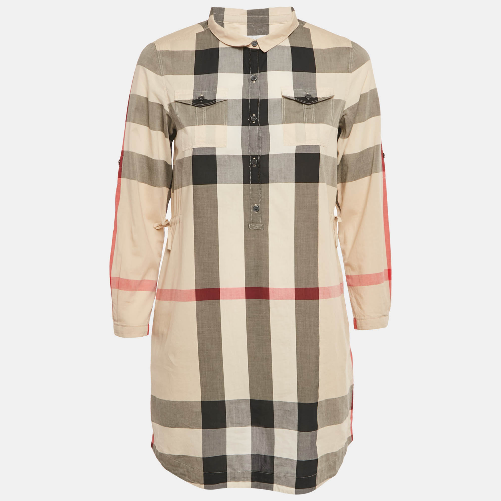

Burberry Children Beige Check Print Cotton Button Front Dress 14Yrs