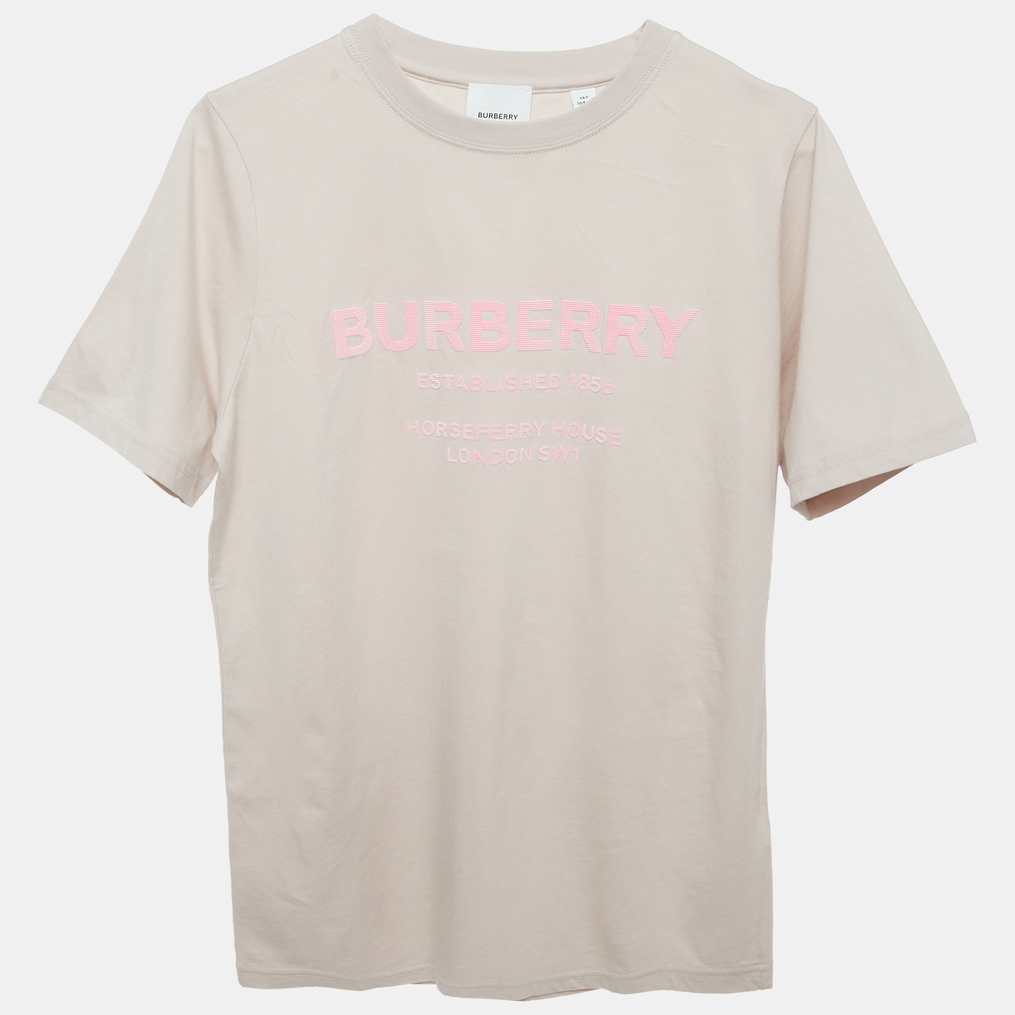 Pre-owned Burberry Children Dusty Rose Logo Applique Horseferry T-shirt 14 Yrs In Pink