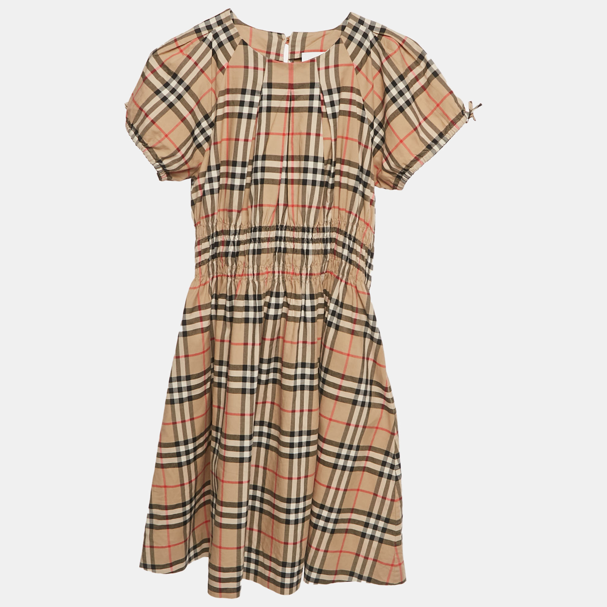 

Burberry Children Beige Checkered Print Cotton Dress 12 Yrs