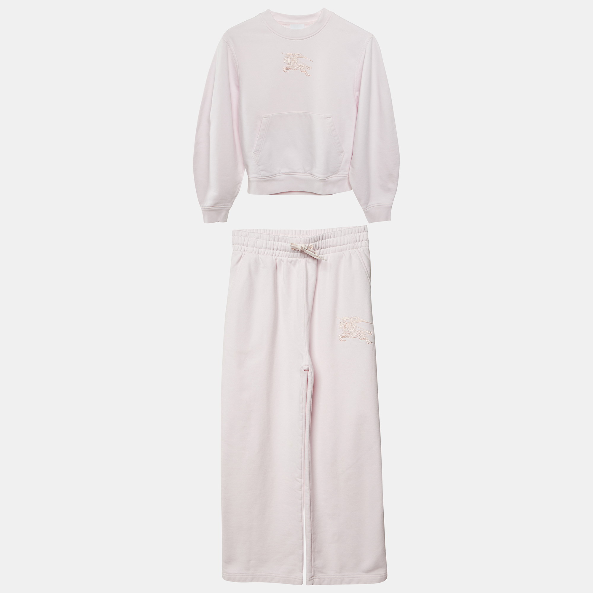 Pre-owned Burberry Children Pink Logo Embroidered Sweatshirt & Pants Set 12yrs