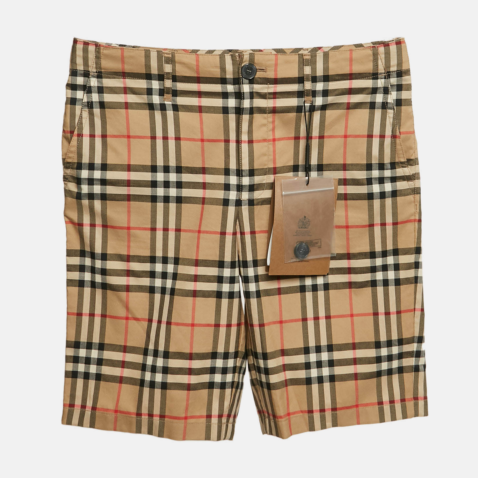 

Burberry Kids Beige Checks Cotton Bermuda Shorts 12 Yrs