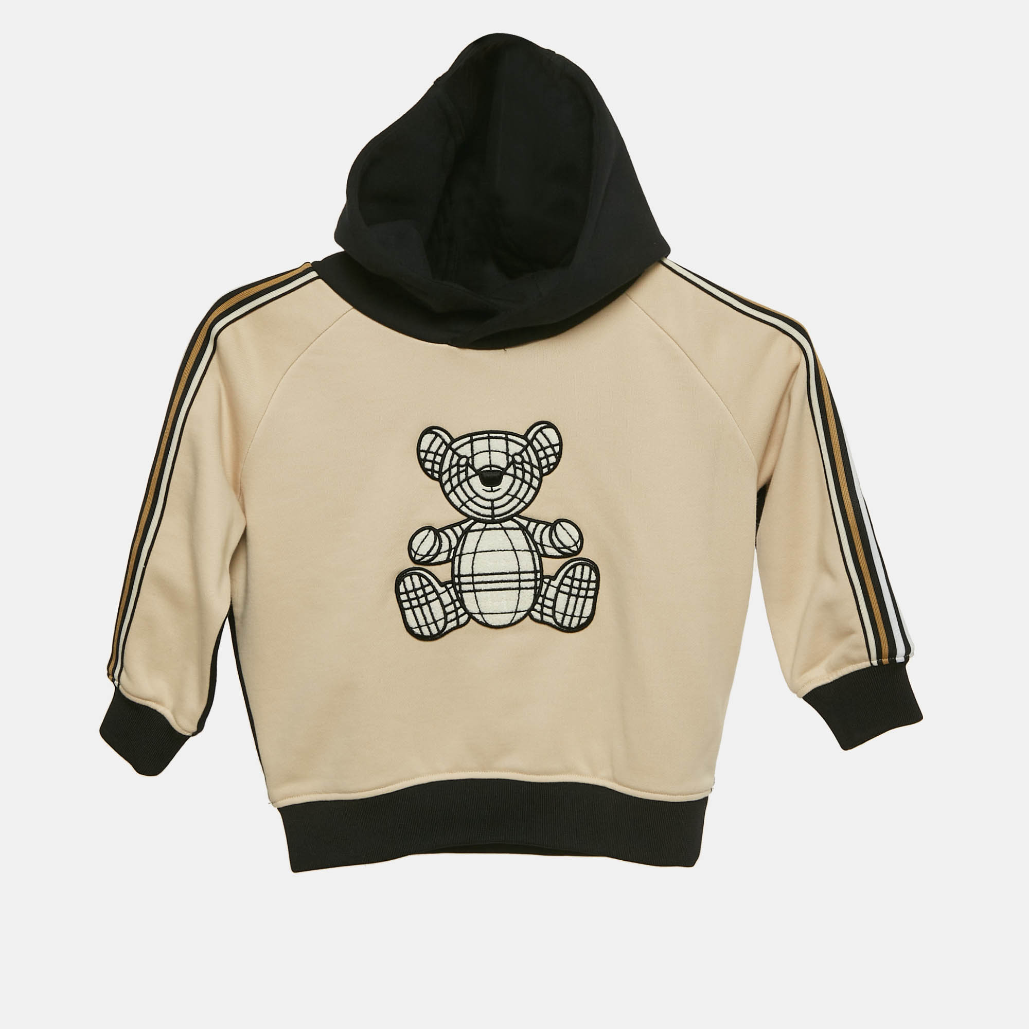 

Burberry Kids Beige/Black Applique Detail Cotton Talbot Hoody 4 Yrs