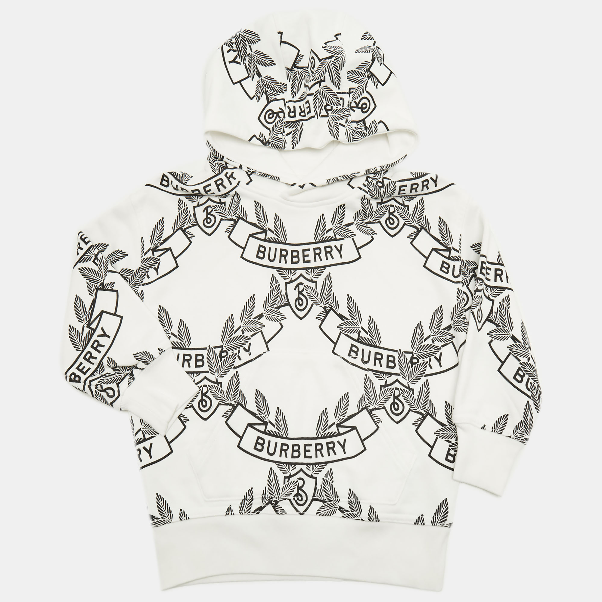 Pre-owned Burberry Kids White Printed Cotton Hoodie 4yrs