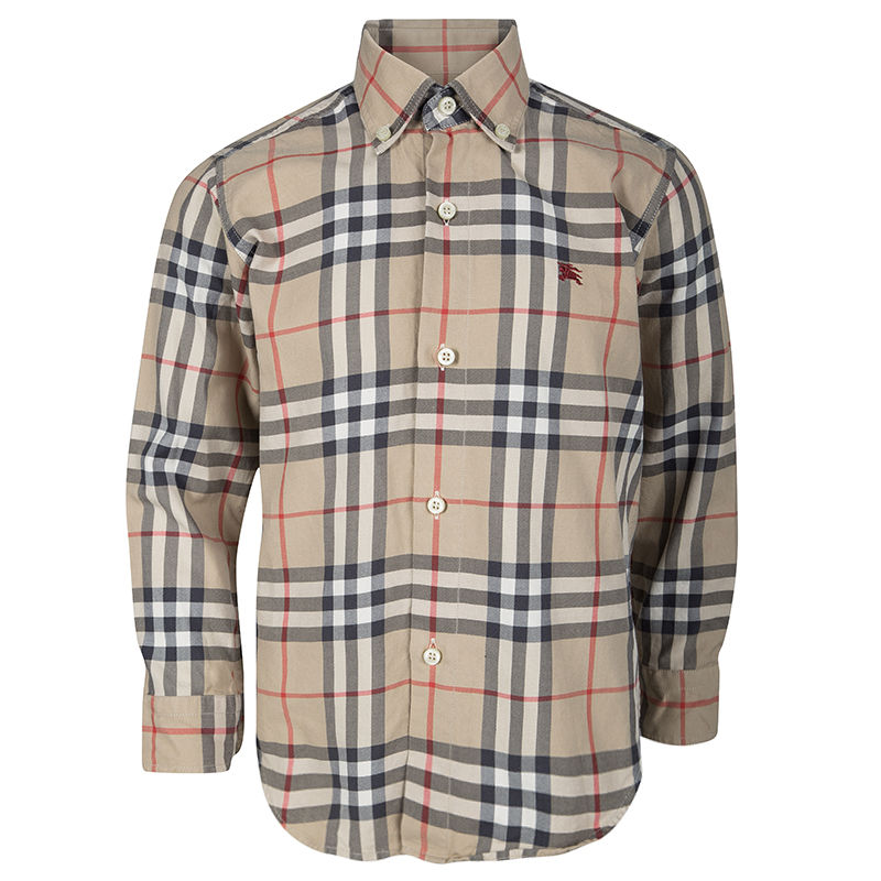 Burberry Beige Novacheck Long Sleeve Button Front Cotton Shirt 6 Yrs  Burberry | TLC