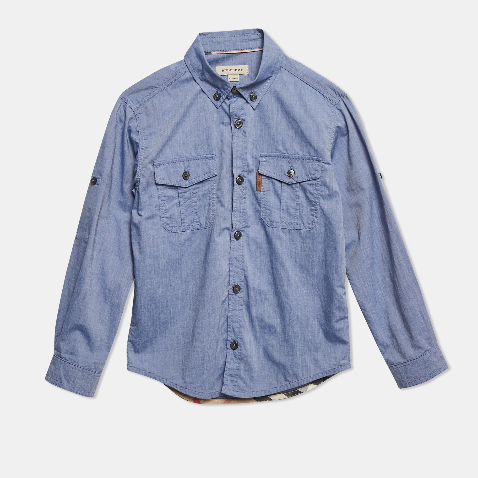

Burberry Kids Blue Chambray Long Sleeve Shirt 5 Yrs