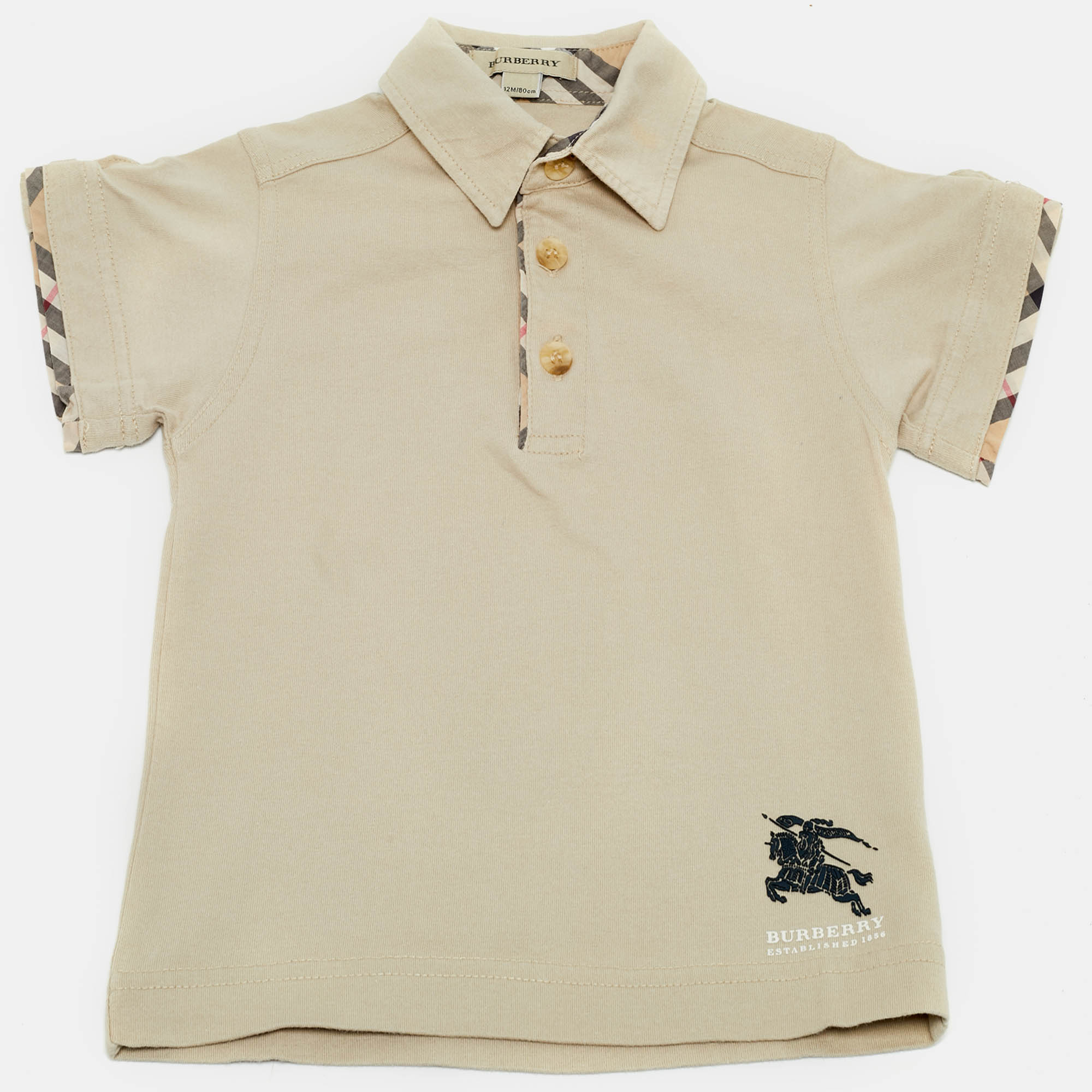 Burberry Kids Beige Cotton Jersey Polo T-Shirt 12M