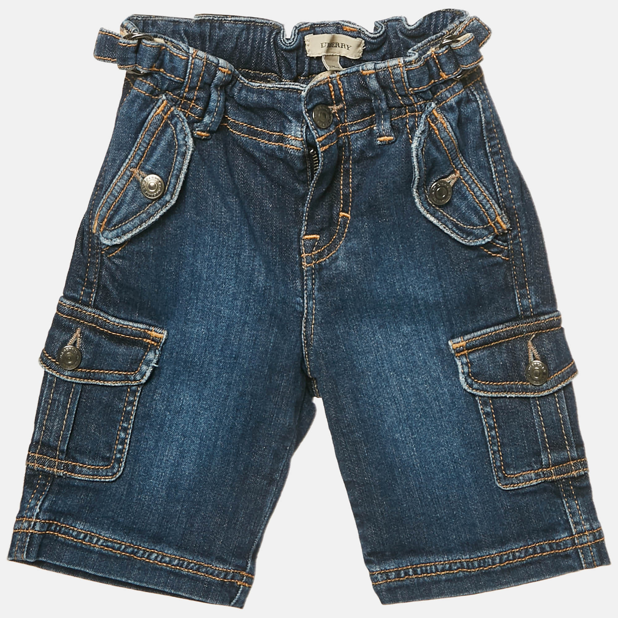 Pre-owned Burberry Kids Faded Denim Cargo Pants 3 Yrs In Blue