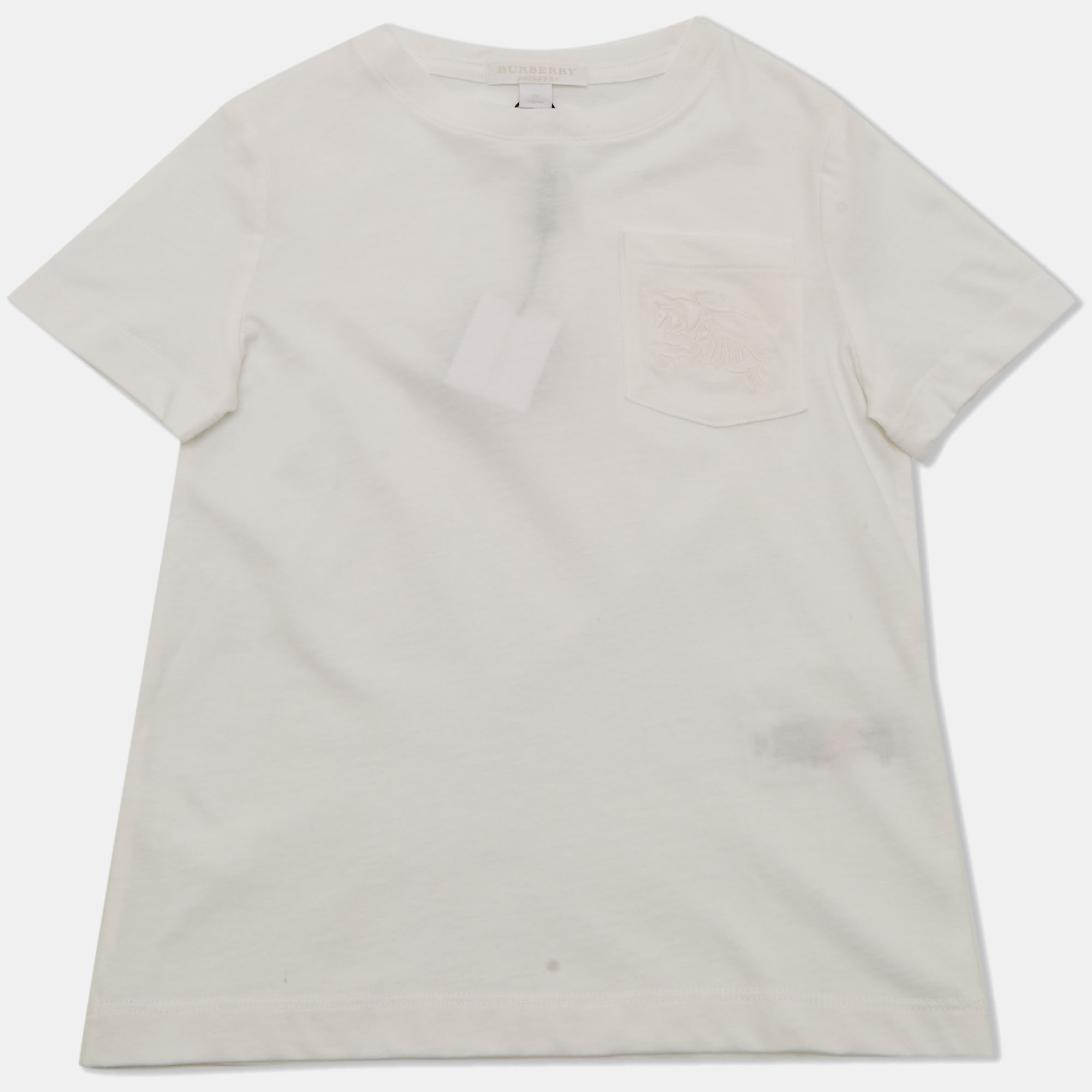 Burberry Children White Logo Embroidered Jersey T-Shirt 5 Yrs