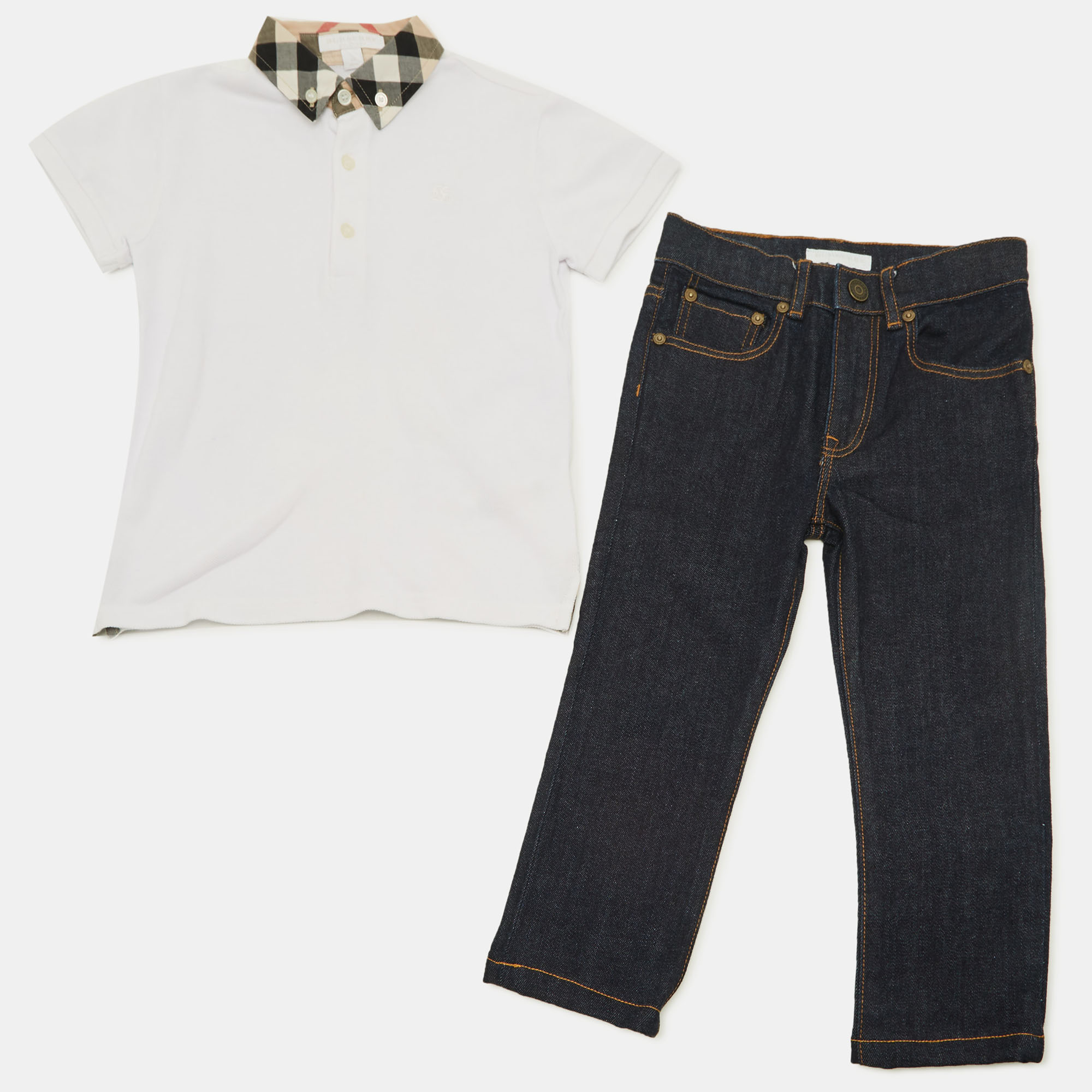 

Burberry Children White/Blue Cotton and Denim T-Shirt Set 6 Yrs