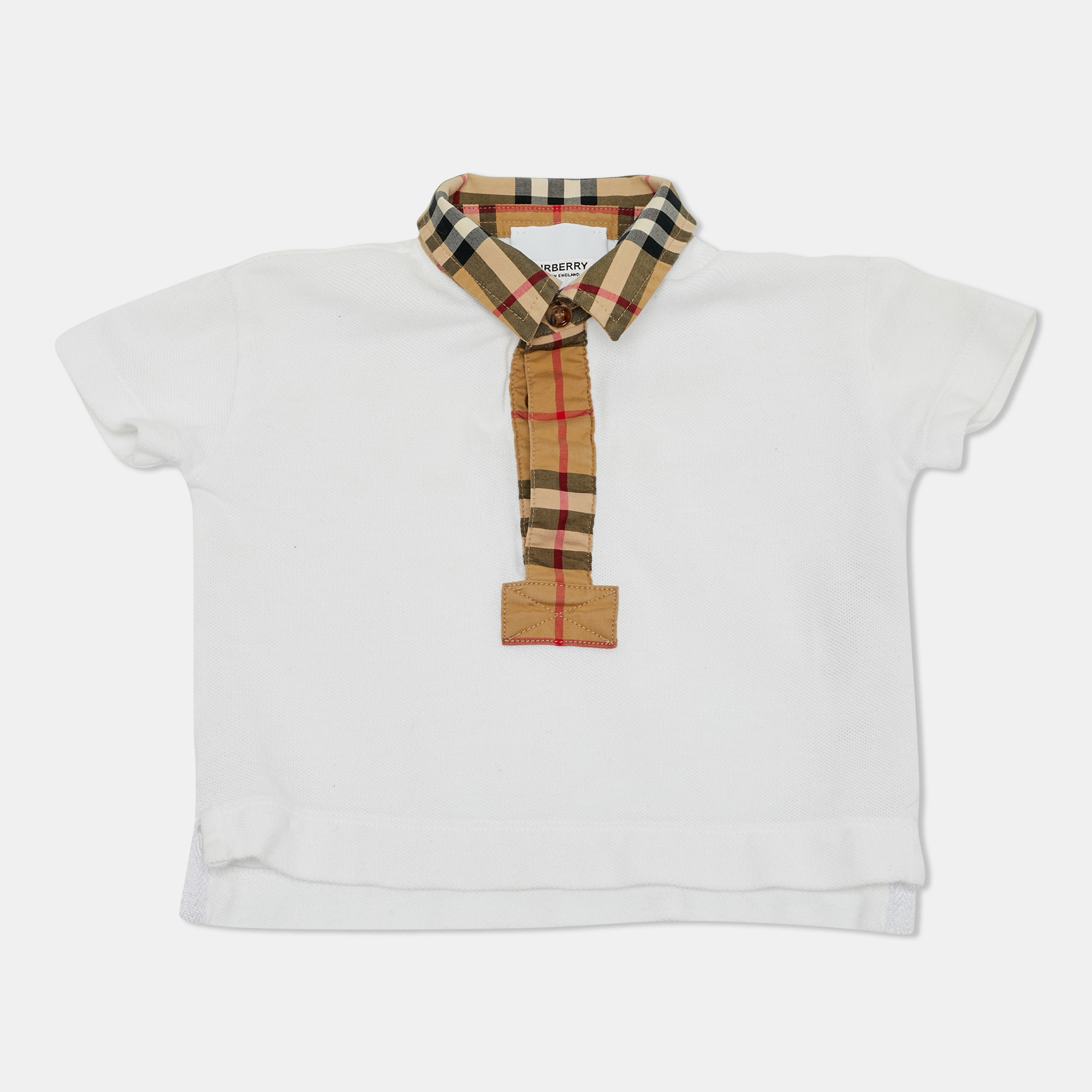 BURBERRY Pre-owned Kids White Checks Cotton Polo T-shirt 6m