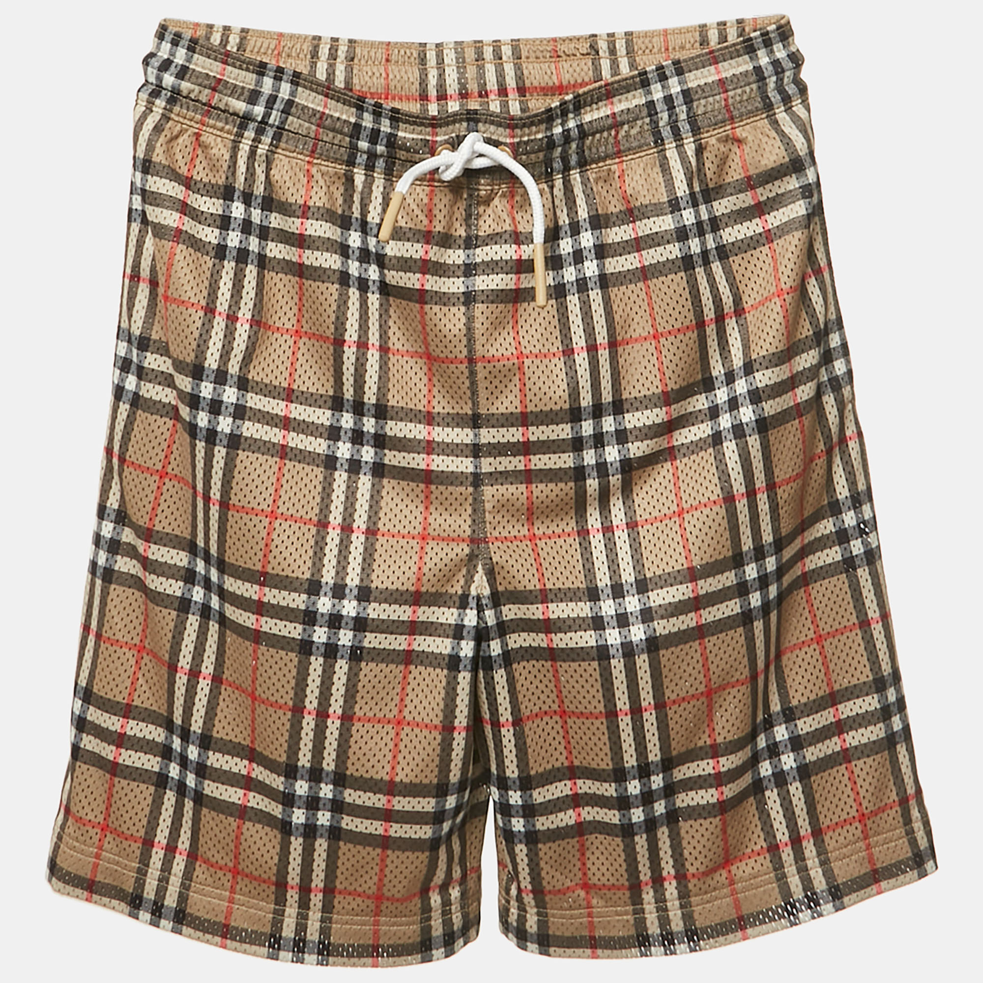 Click to view more detailed imagery on our partner's website Pre-owned Burberry Brown Checks Mesh Jersey Shorts 14yrs