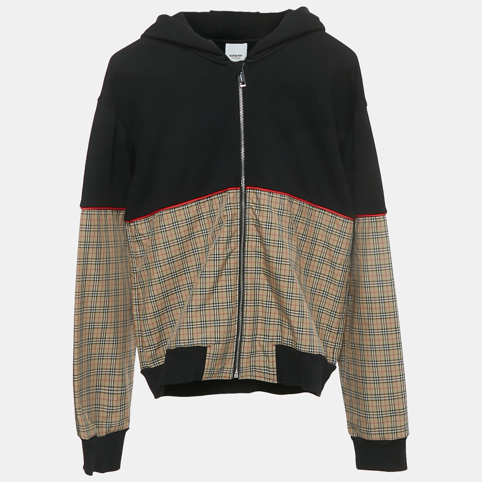 

Burberry Black Cotton Check Kids Jonah Hoodie