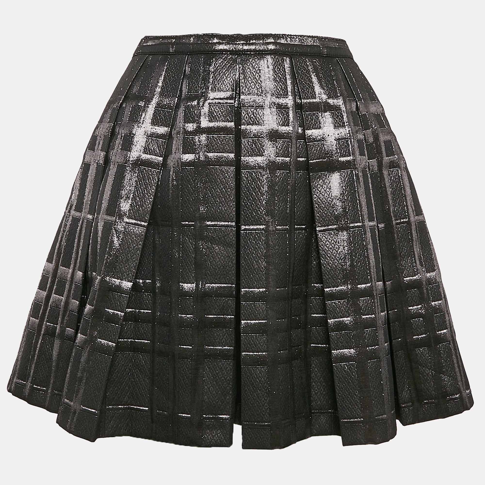 

Burberry Black Checked Lurex Pleated Mini Skirt 14 Yrs