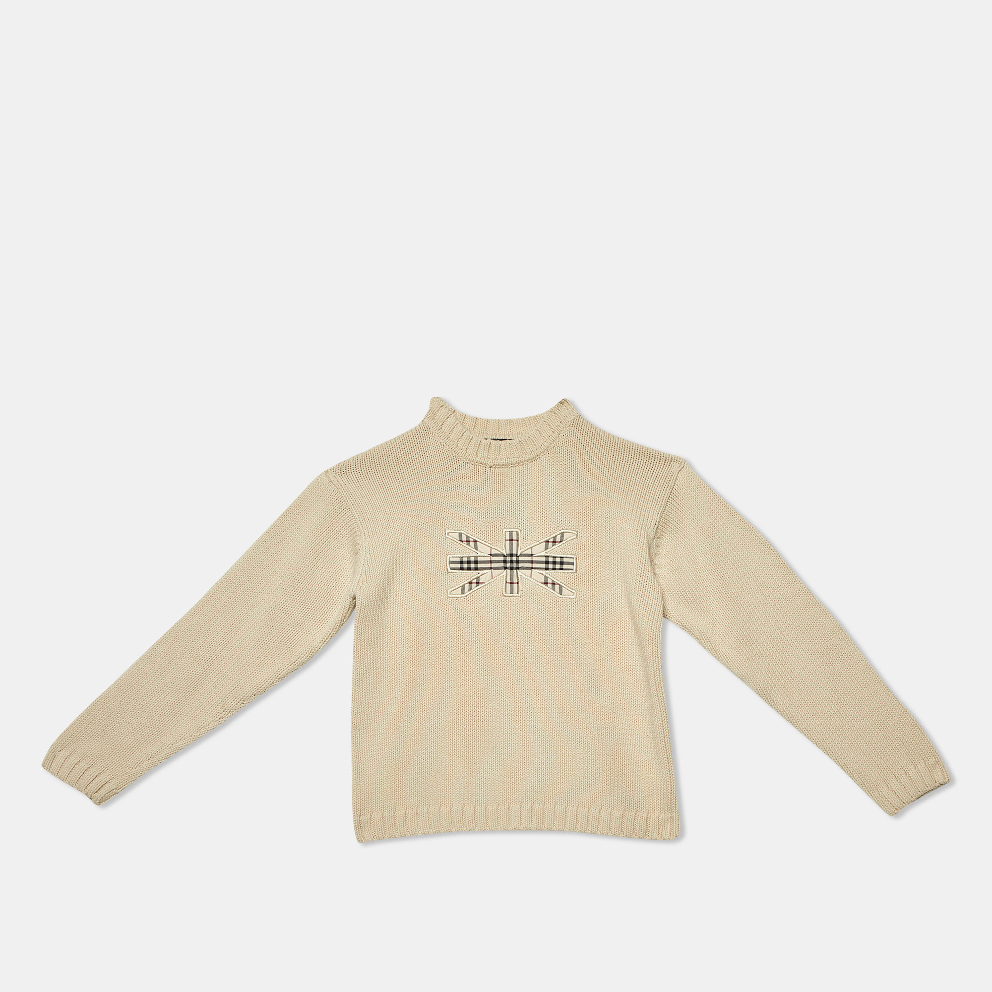 

Burberry Beige Embroidered Cotton Full Sleeve Jumper 10 Yrs