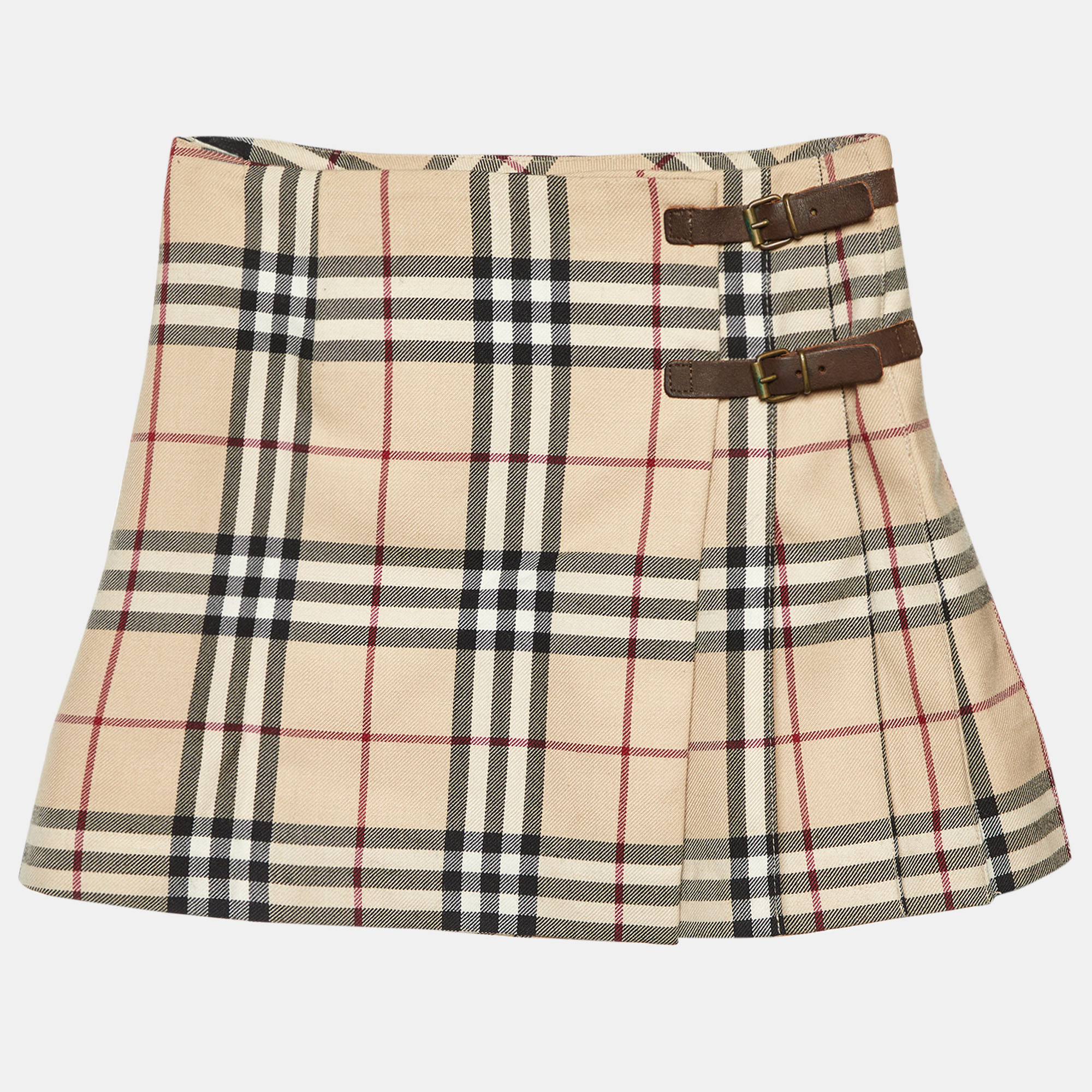 

Burberry Beige Tartan Check Wool Blend Pleated Wrap Skirt 8 Yrs