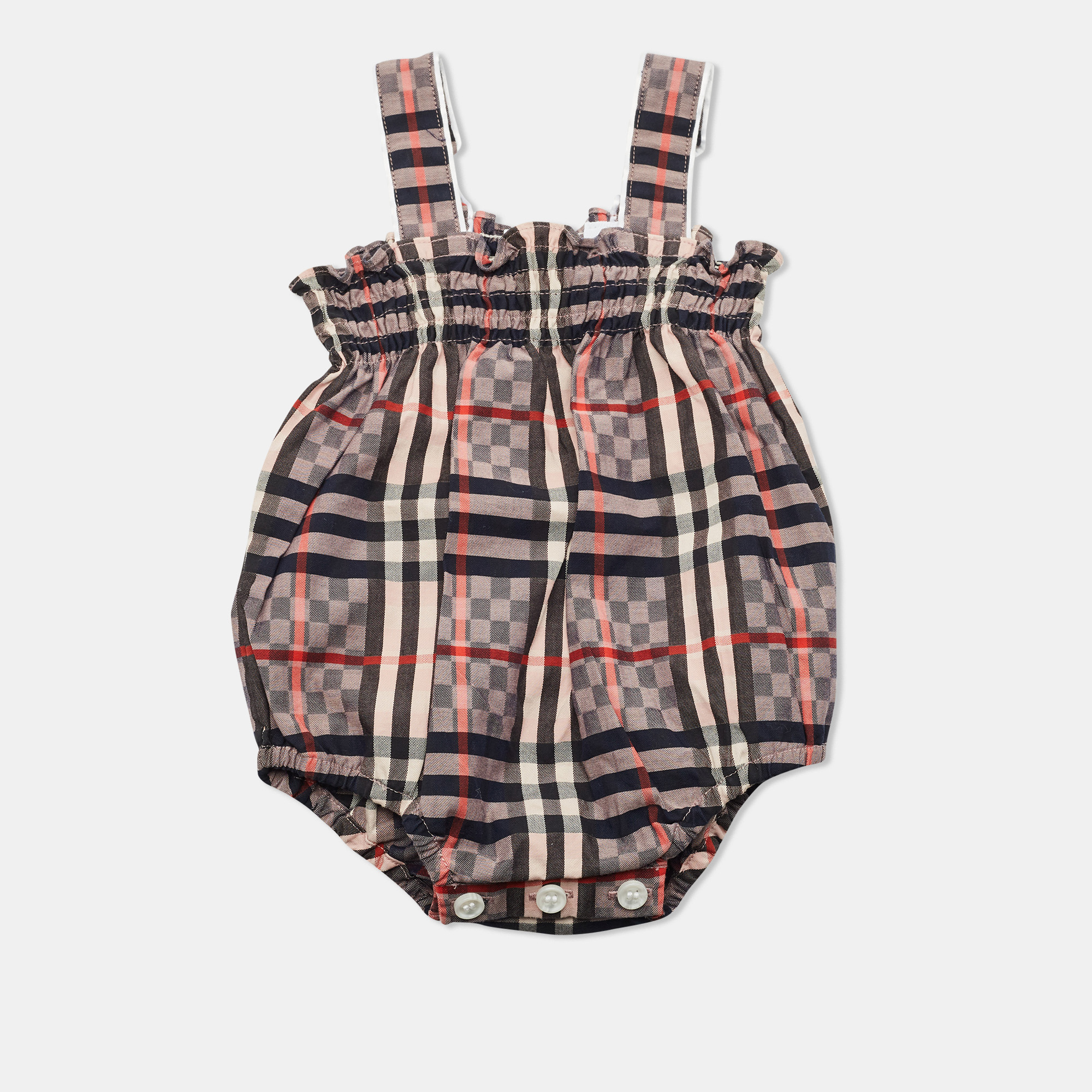 Pre-owned Burberry Kids Vintage Check Pattern Cotton Romper 3m