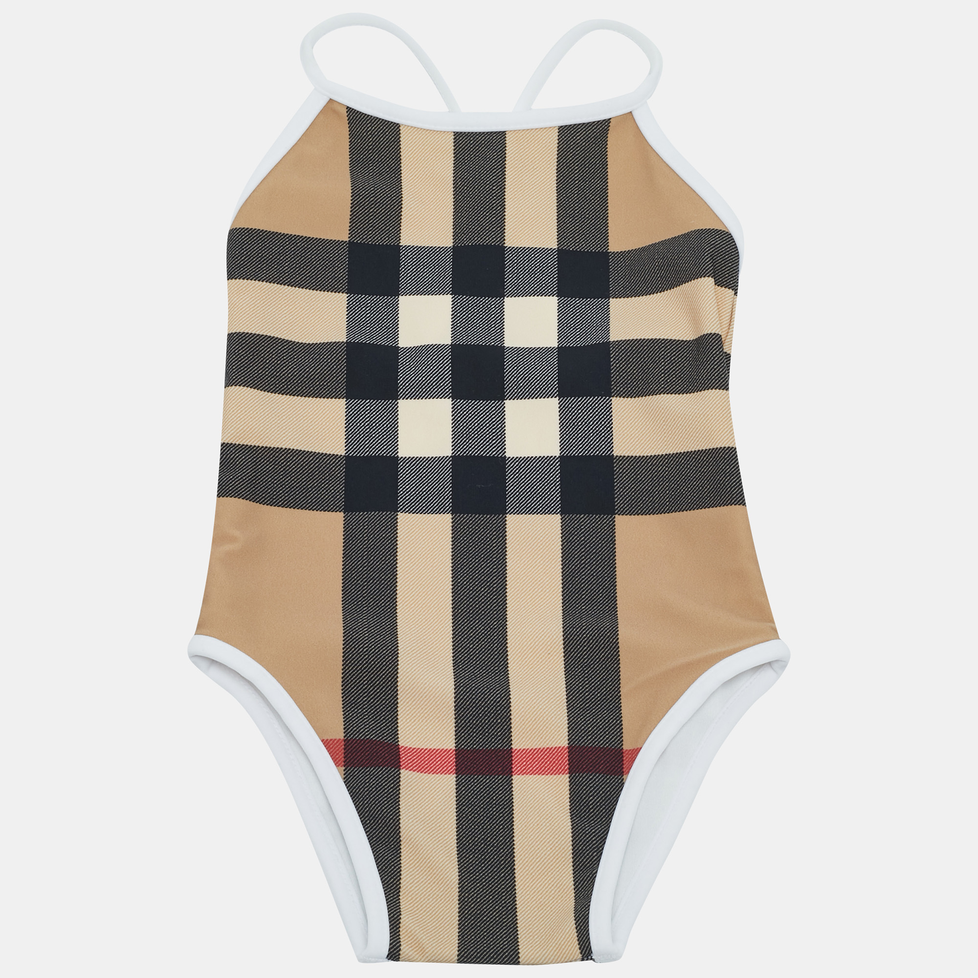 

Burberry Kids Beige Checks Jersey Swimsuit 12M, Yellow
