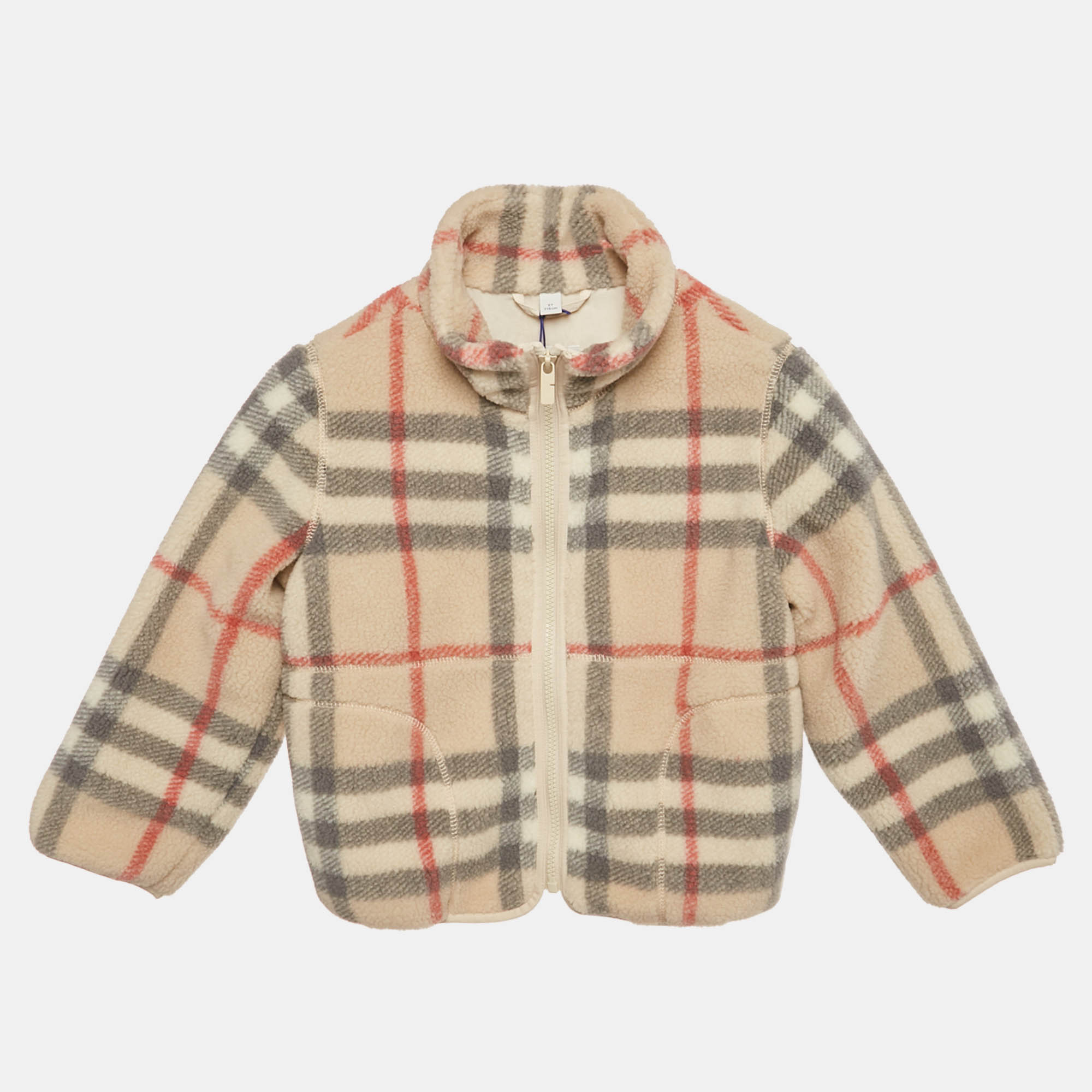 

Burberry Beige Fleece Wool Little Girl's Brian Check Jacket 6 Yrs