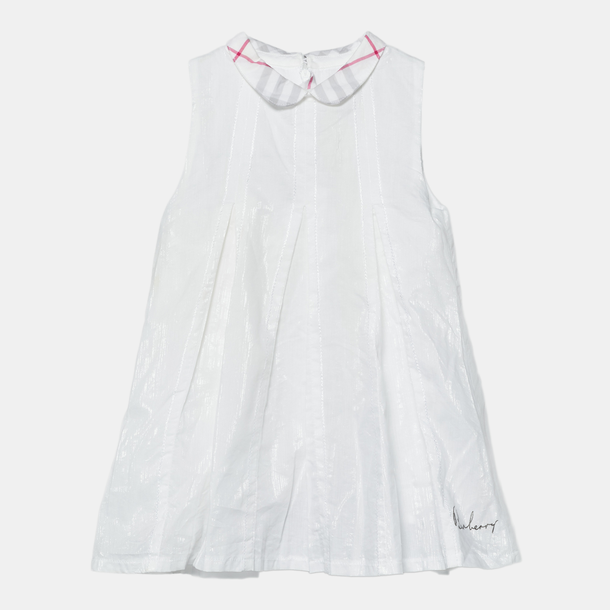 

Burberry Kids White Cotton Pleated Mini Dress 12M