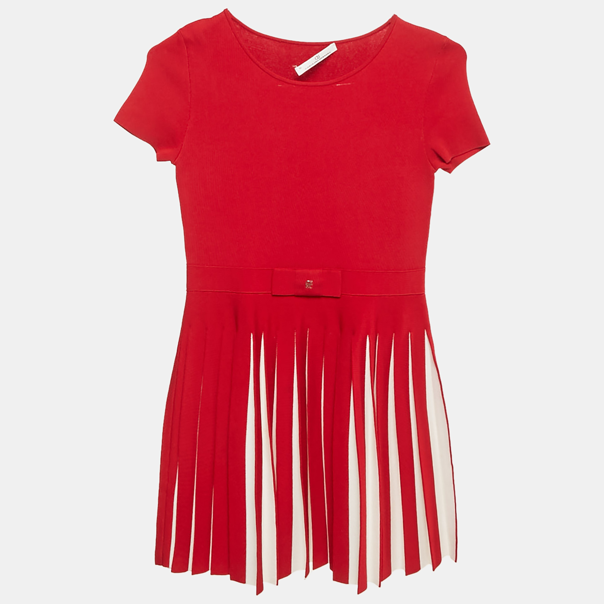 

CH Carolina Herrera Kids Red Stretch Knit Pleated Dress 10 Yrs