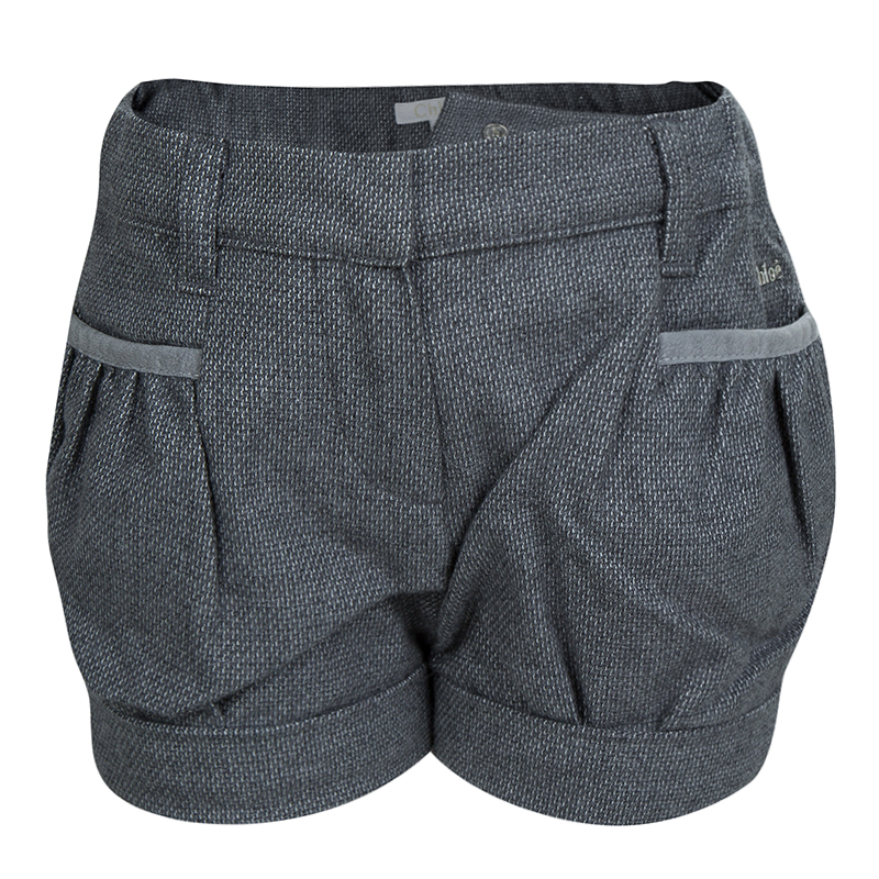 Grey Textured Cotton Shorts 18