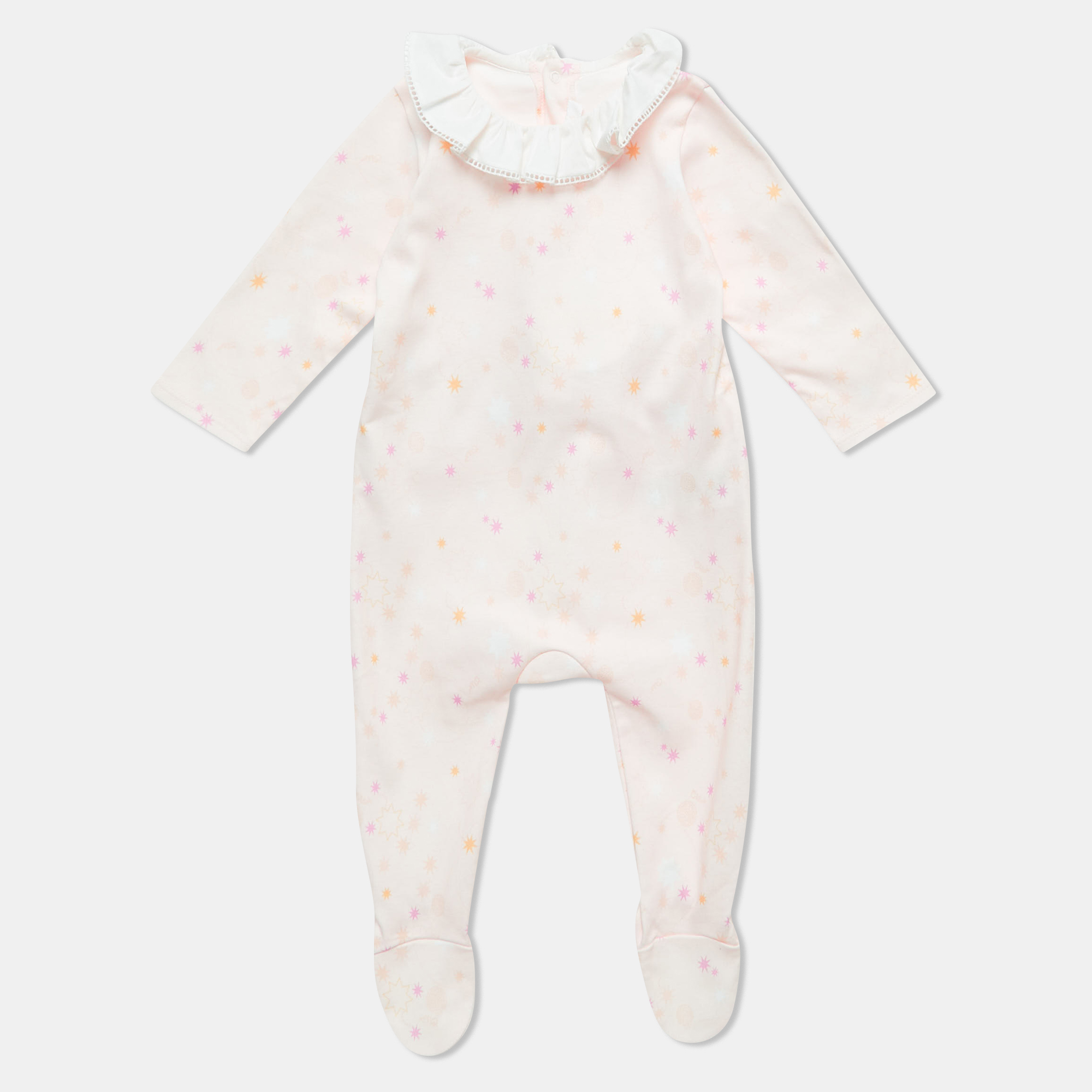 

Chloe Kids Pink Printed Cotton Ruffled Sleepsuit 6M