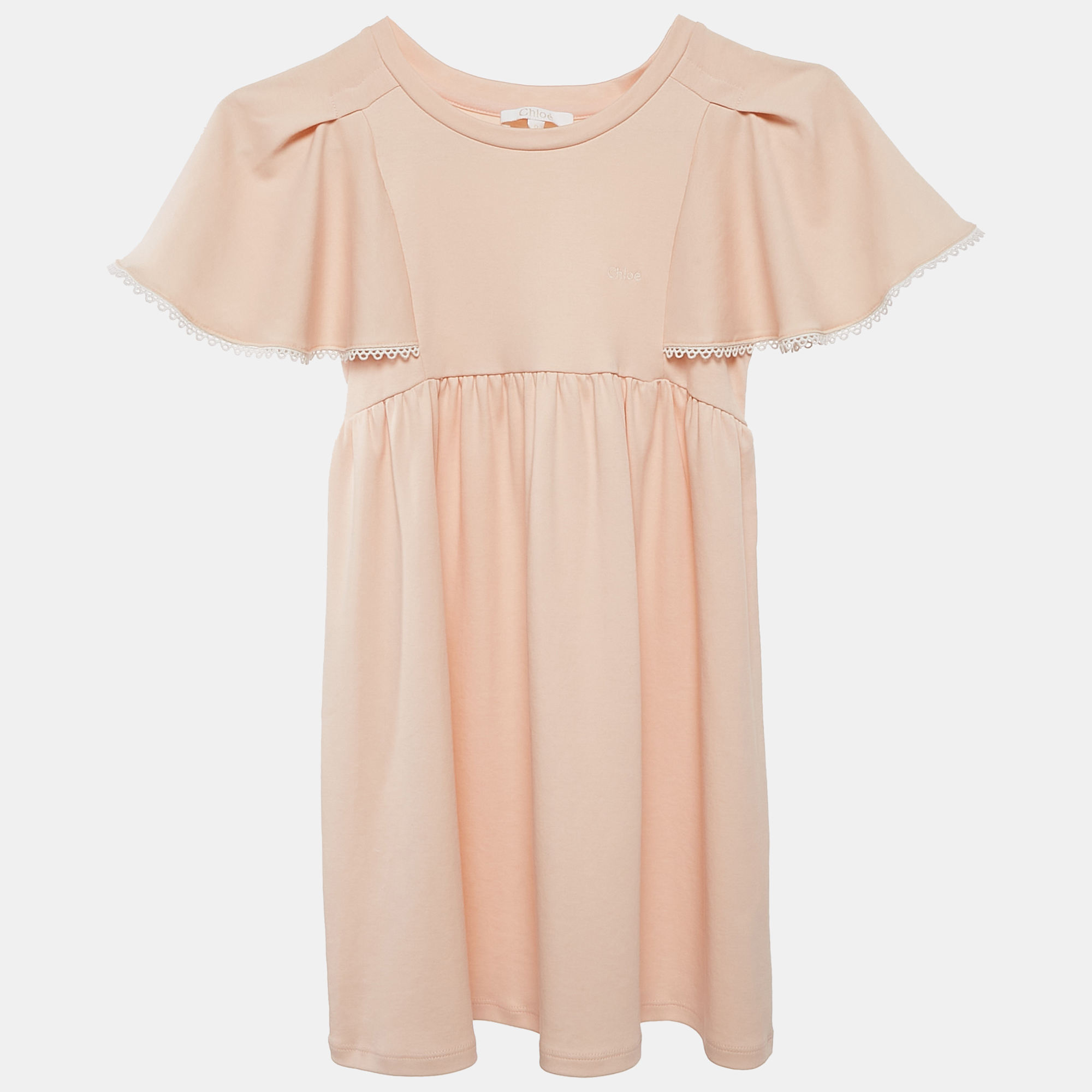 

Chloe Kids Pink Guipure Lace Trim Cotton Jersey Dress 8 Yrs