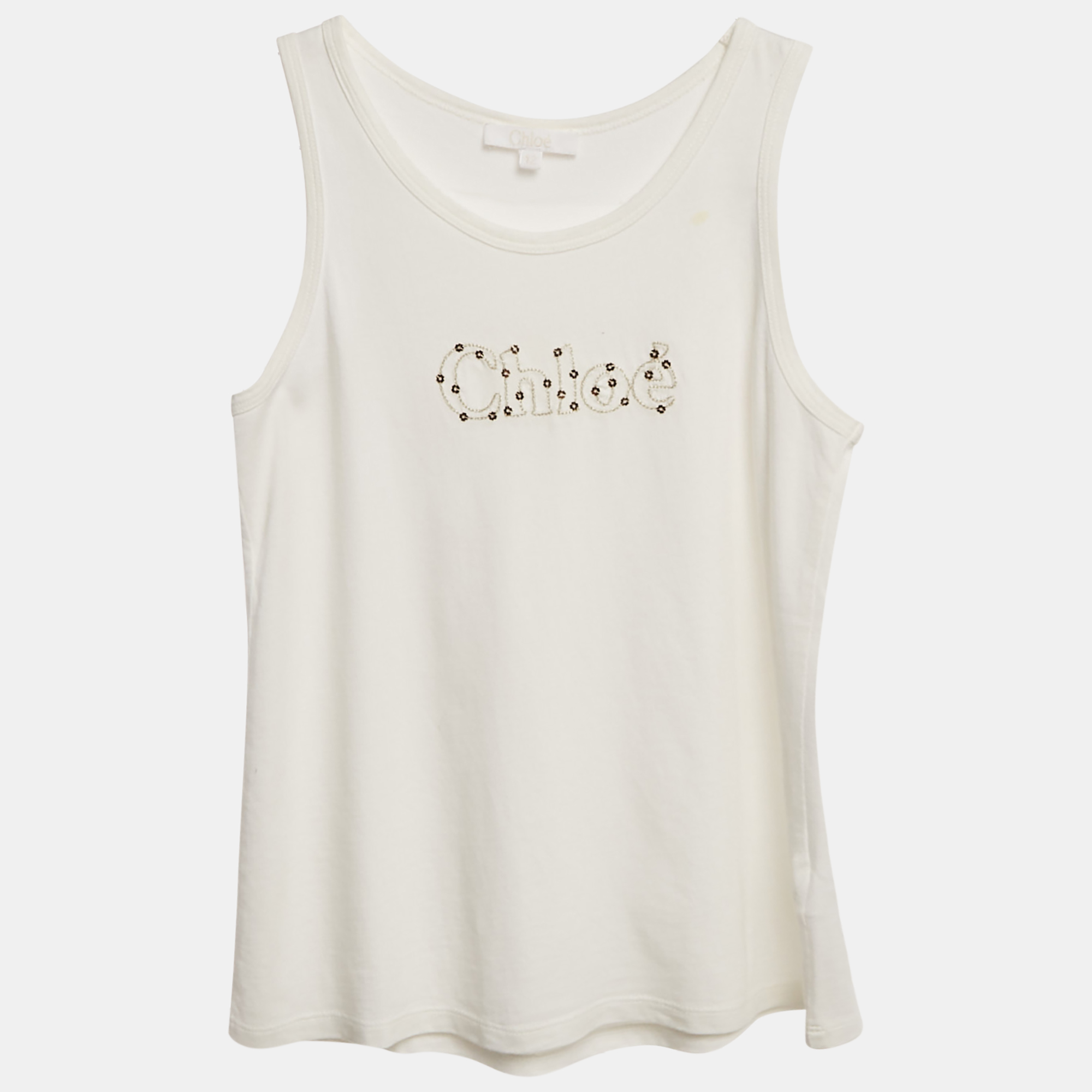 

Chloe Kids White Logo Sequin Tank Top 12 Yrs