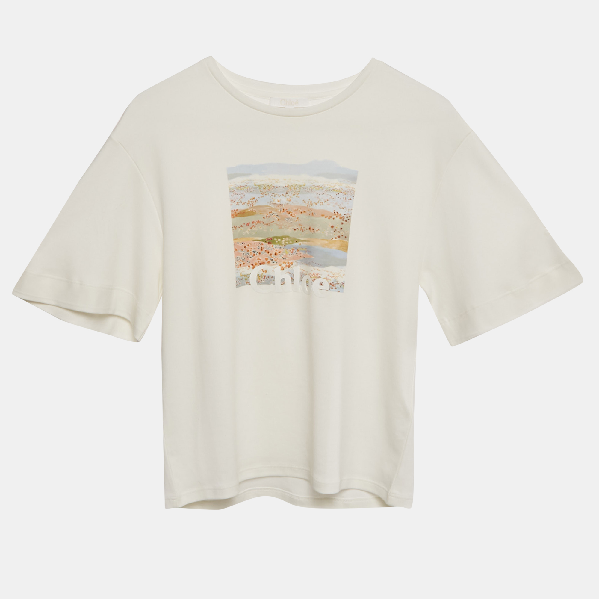 Pre-owned Chloé Kids White Printed Jersey T-shirt 12 Yrs