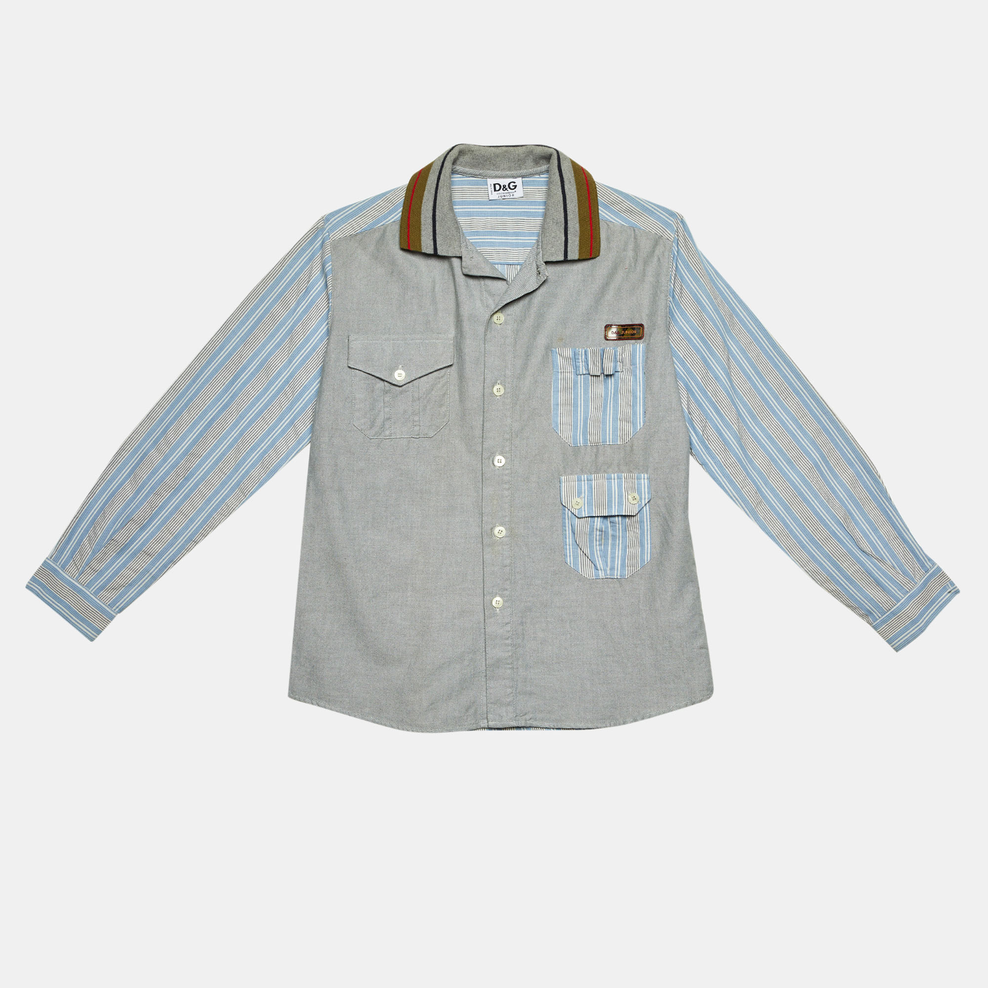 

D&G Junior Grey/Blue Cotton Button Front Shirt 10 Yrs