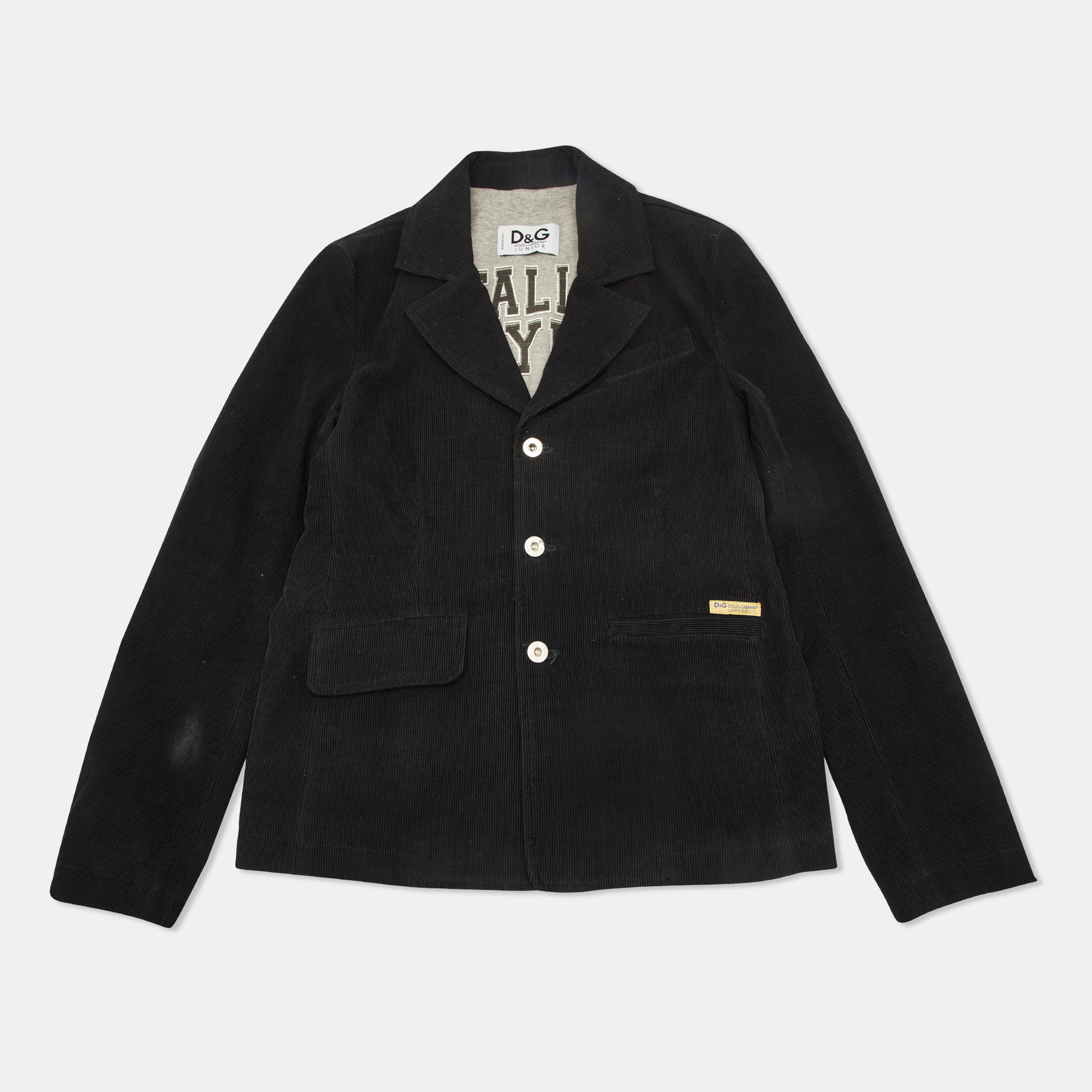

D&G Junior Black Corduroy Button Front Blazer Size 12 Yrs