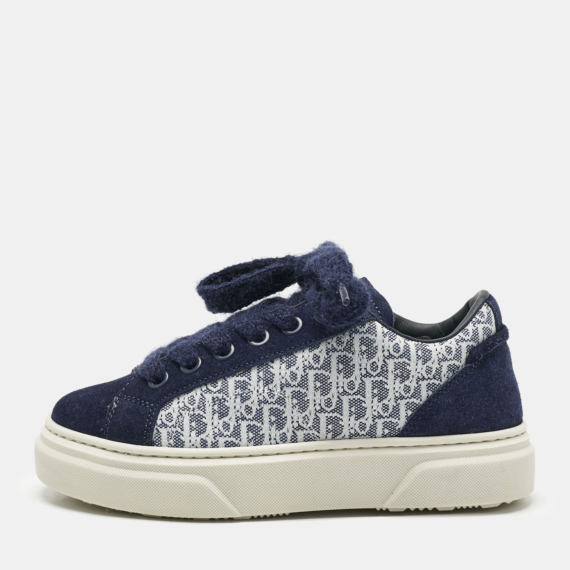 Dior Blue Oblique Canvas and Suede B33 Spin Sneakers