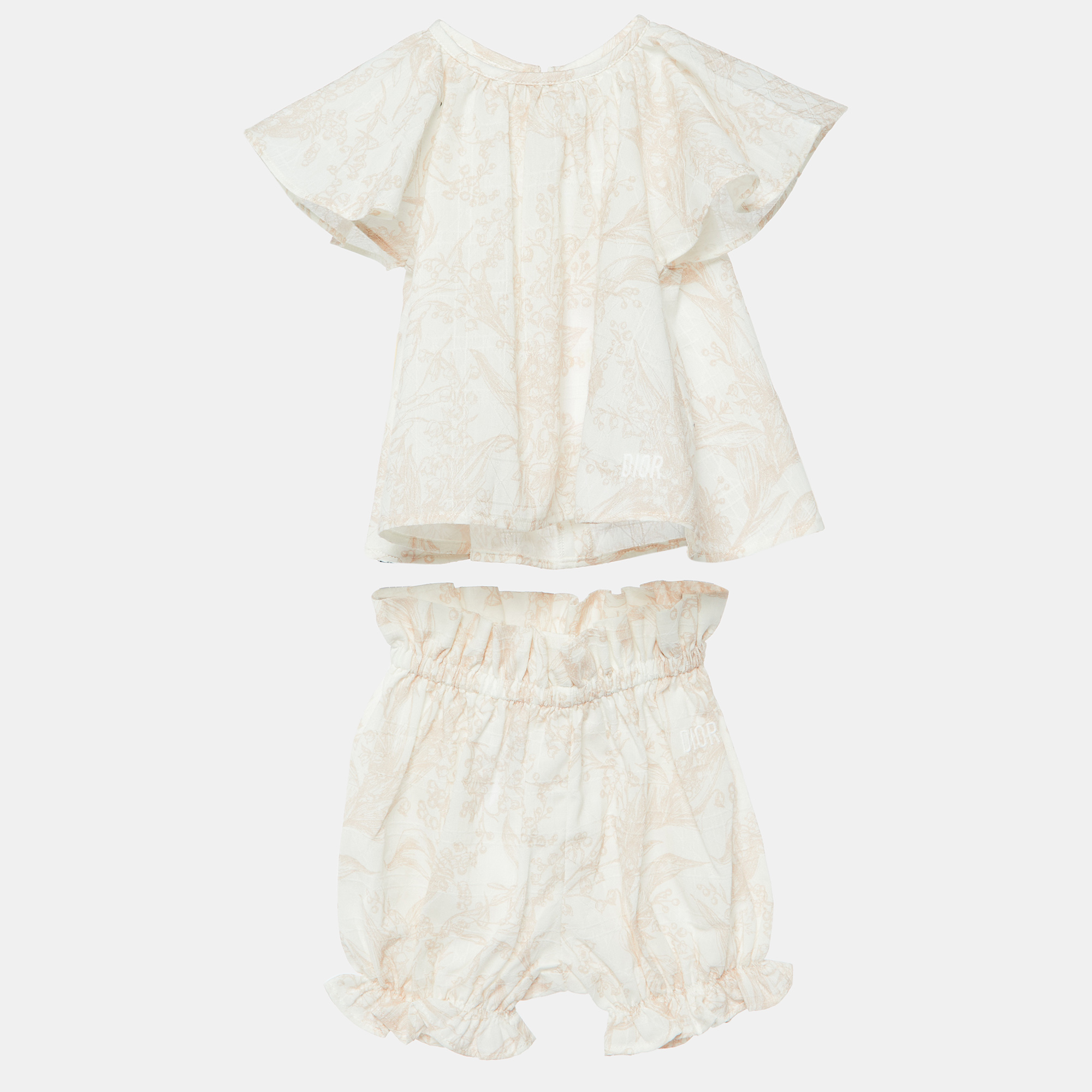 

Dior Kids White/Pink Printed Cotton Top and Shorts Set 3 M