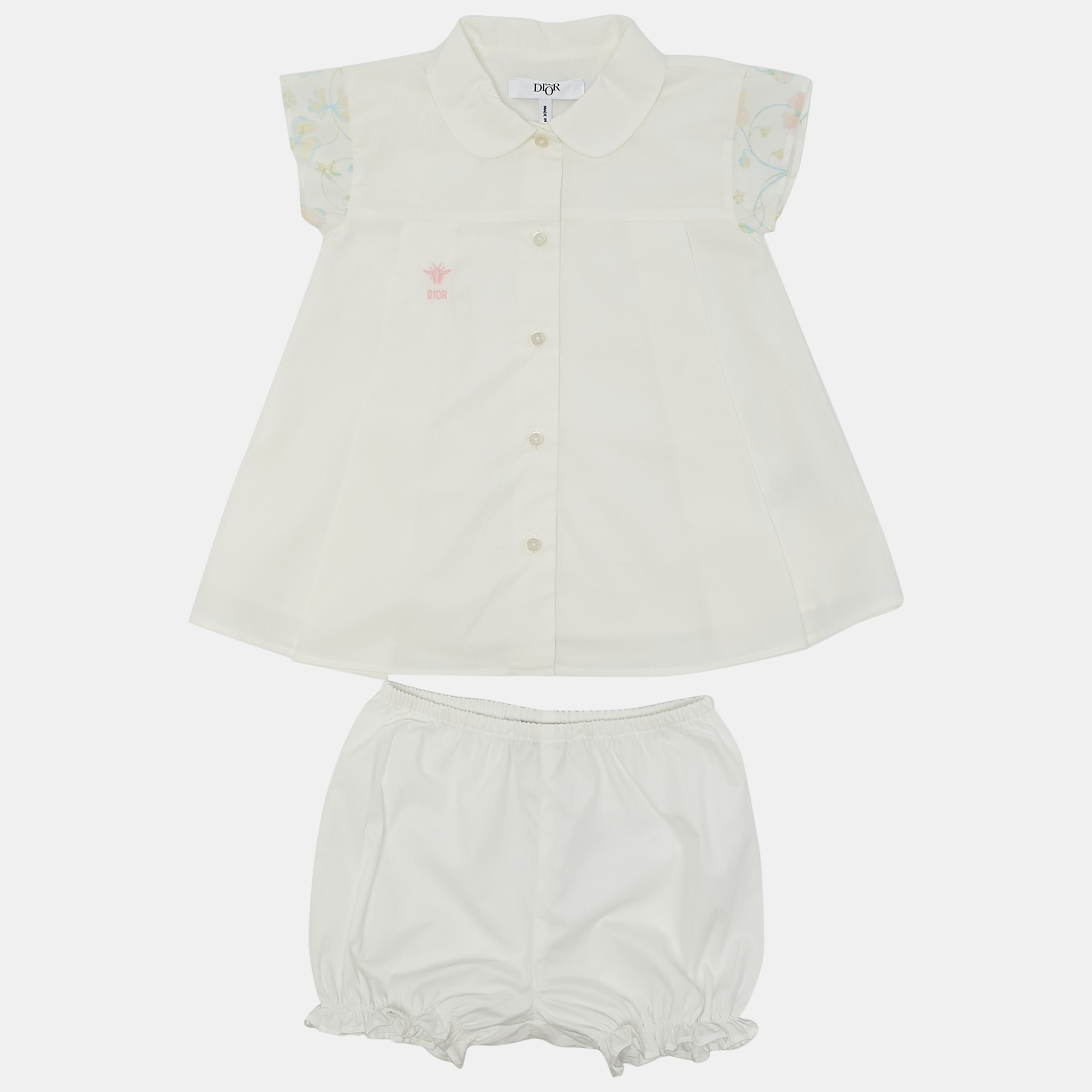 

Baby Dior White Cotton Dress and Culotte Set 6 M