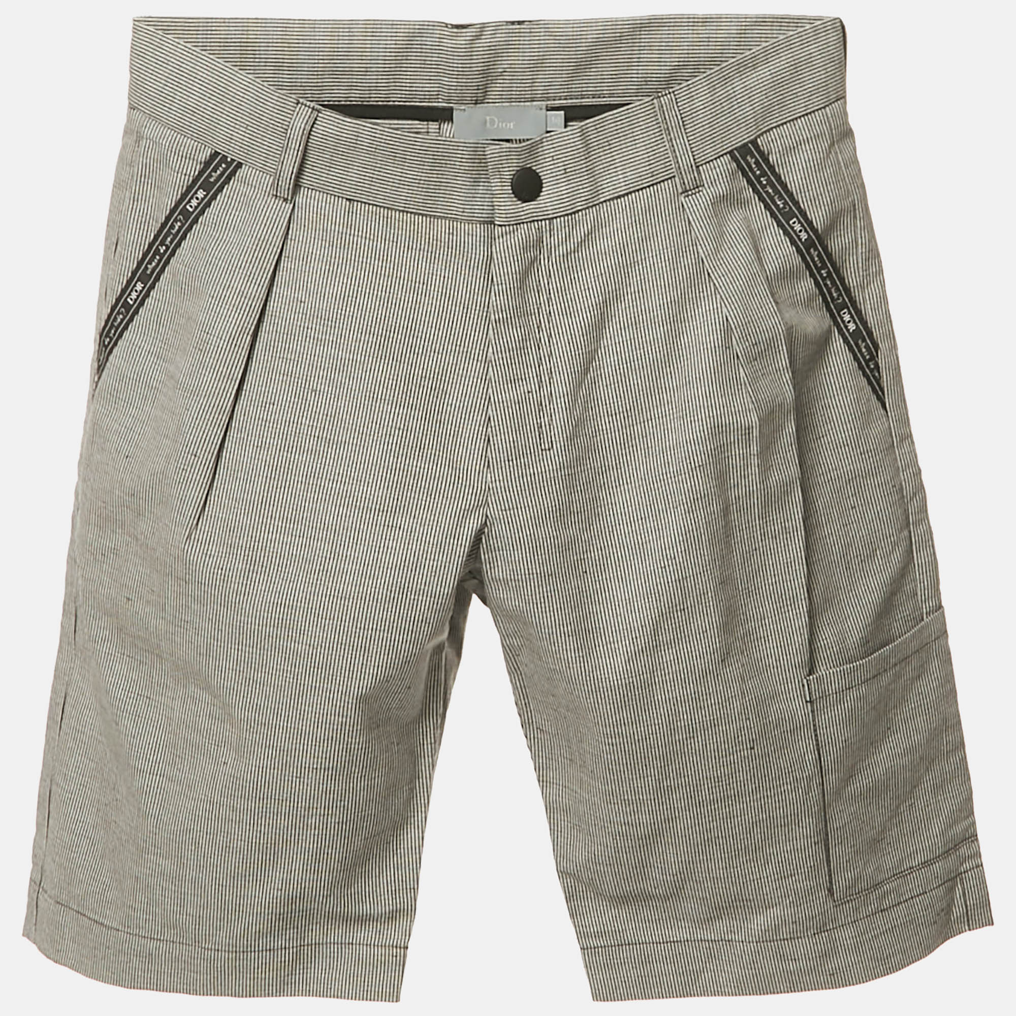 

Dior Kids Grey Striped Cotton Shorts 10 Yrs